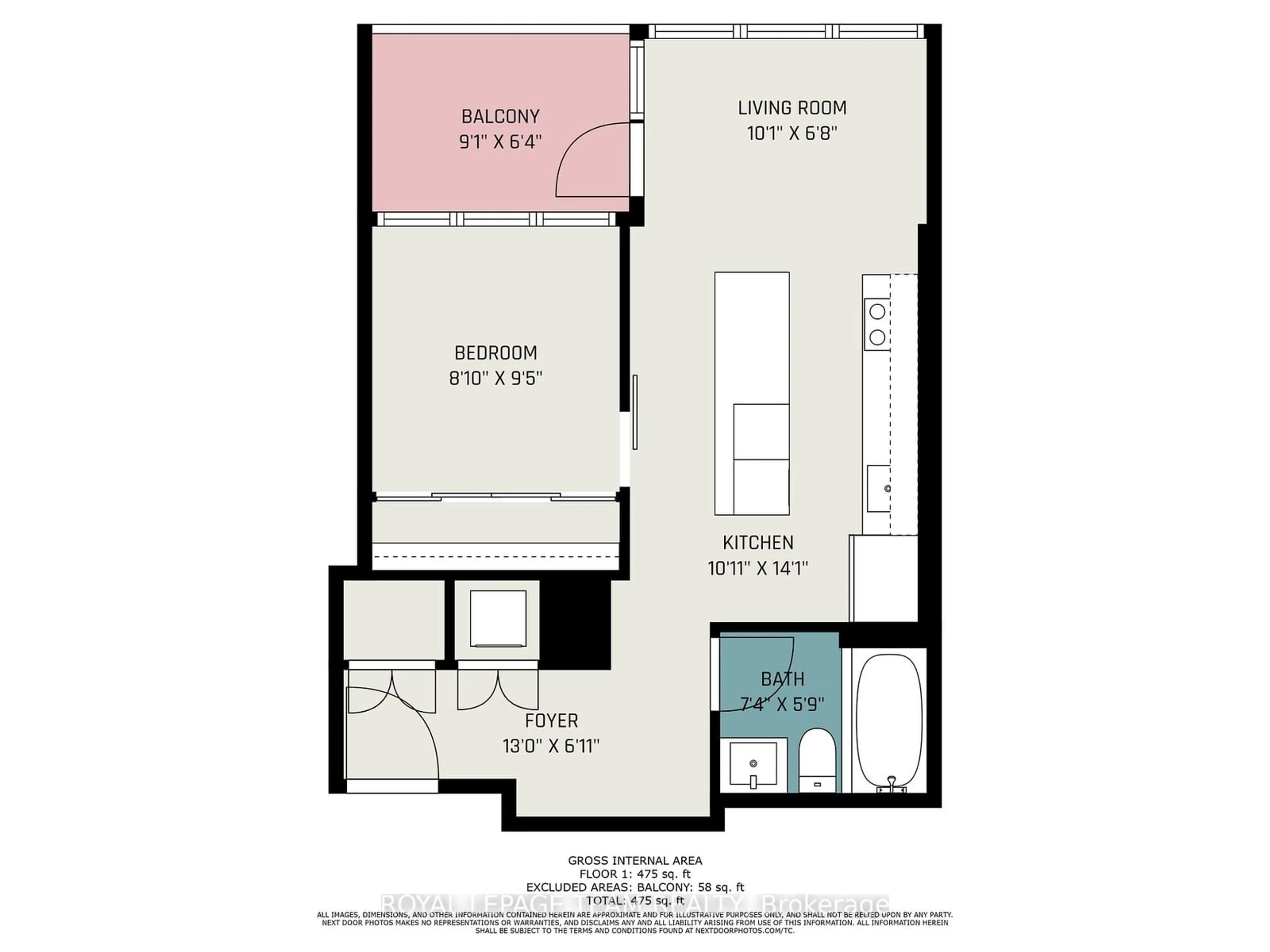 Floor plan for 101 Queen St #1509, Ottawa Centre Ontario K1R 5A8