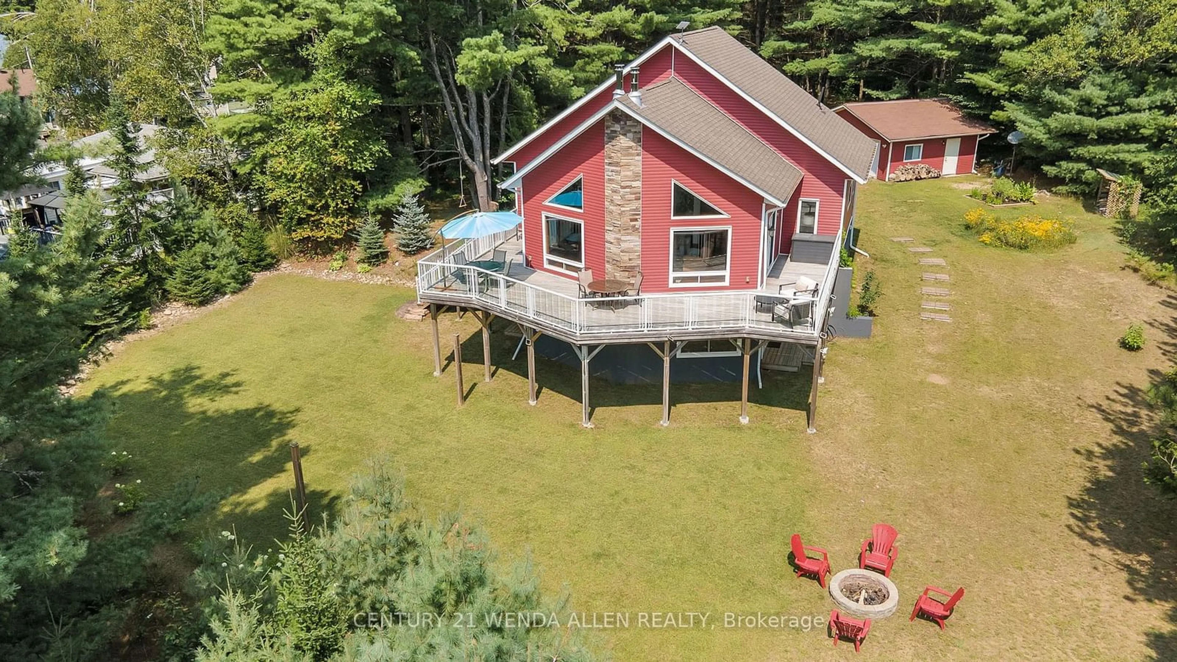 A pic from outside/outdoor area/front of a property/back of a property/a pic from drone, water/lake/river/ocean view for 22 Towes Lane, Bancroft Ontario K0L 2L0