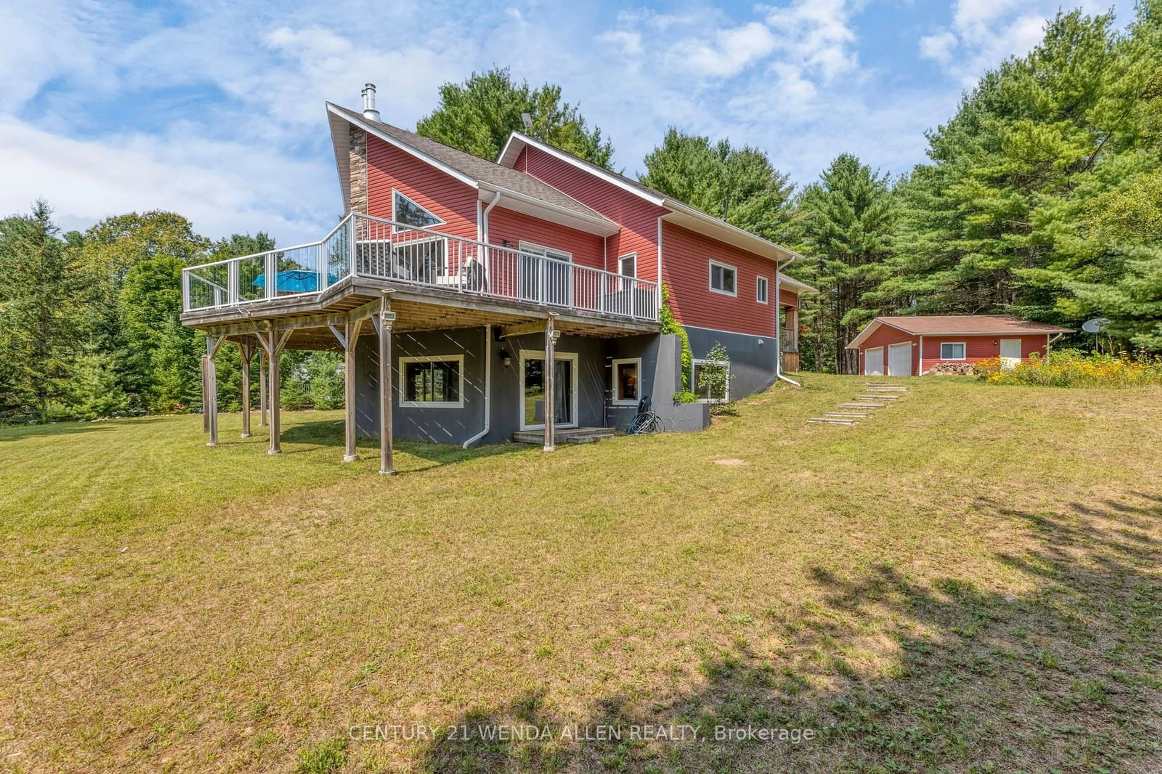 A pic from outside/outdoor area/front of a property/back of a property/a pic from drone, water/lake/river/ocean view for 22 Towes Lane, Bancroft Ontario K0L 2L0