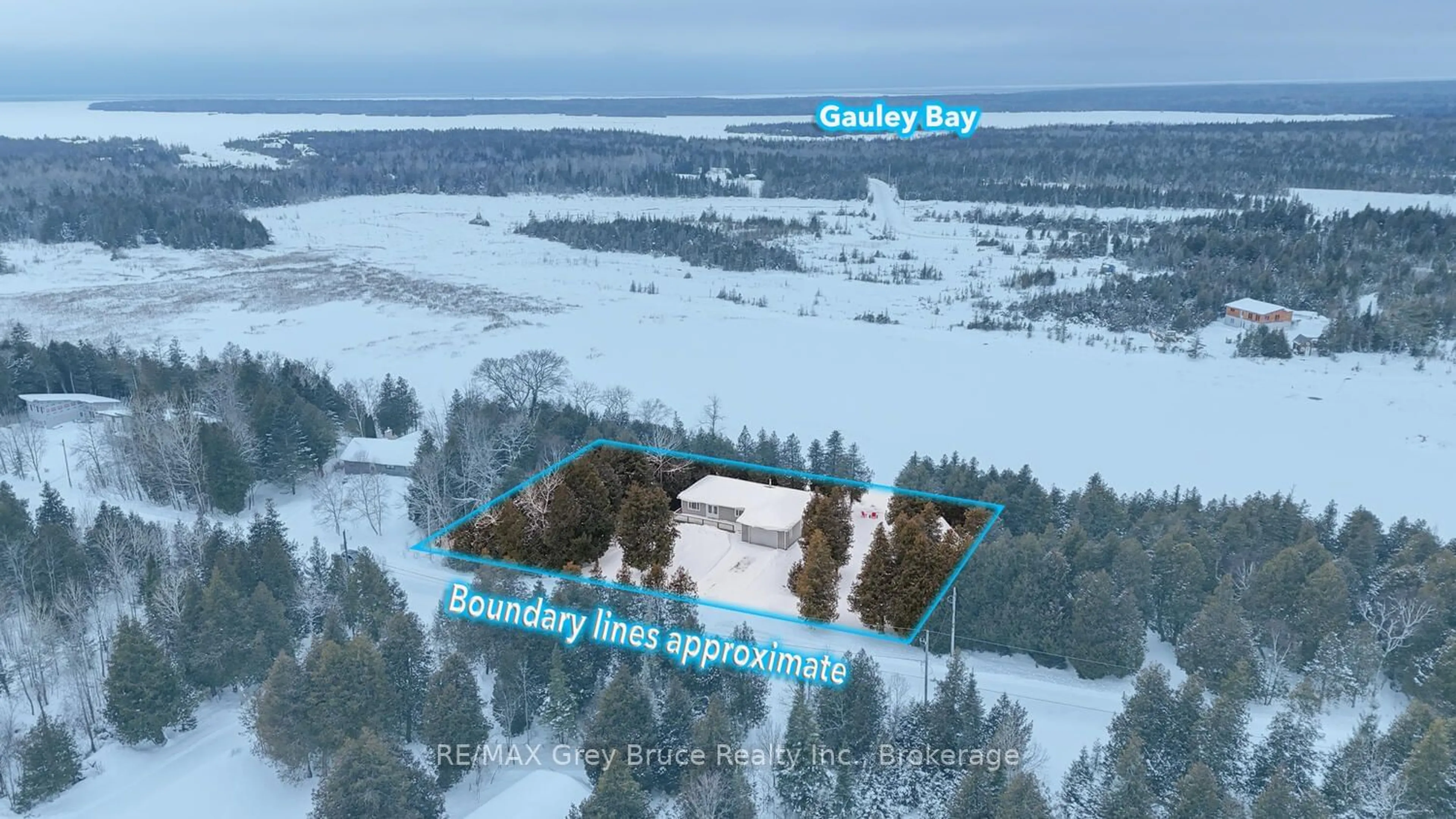 A pic from outside/outdoor area/front of a property/back of a property/a pic from drone, water/lake/river/ocean view for 264 Tamarac Rd, Northern Bruce Peninsula Ontario N0H 2M0