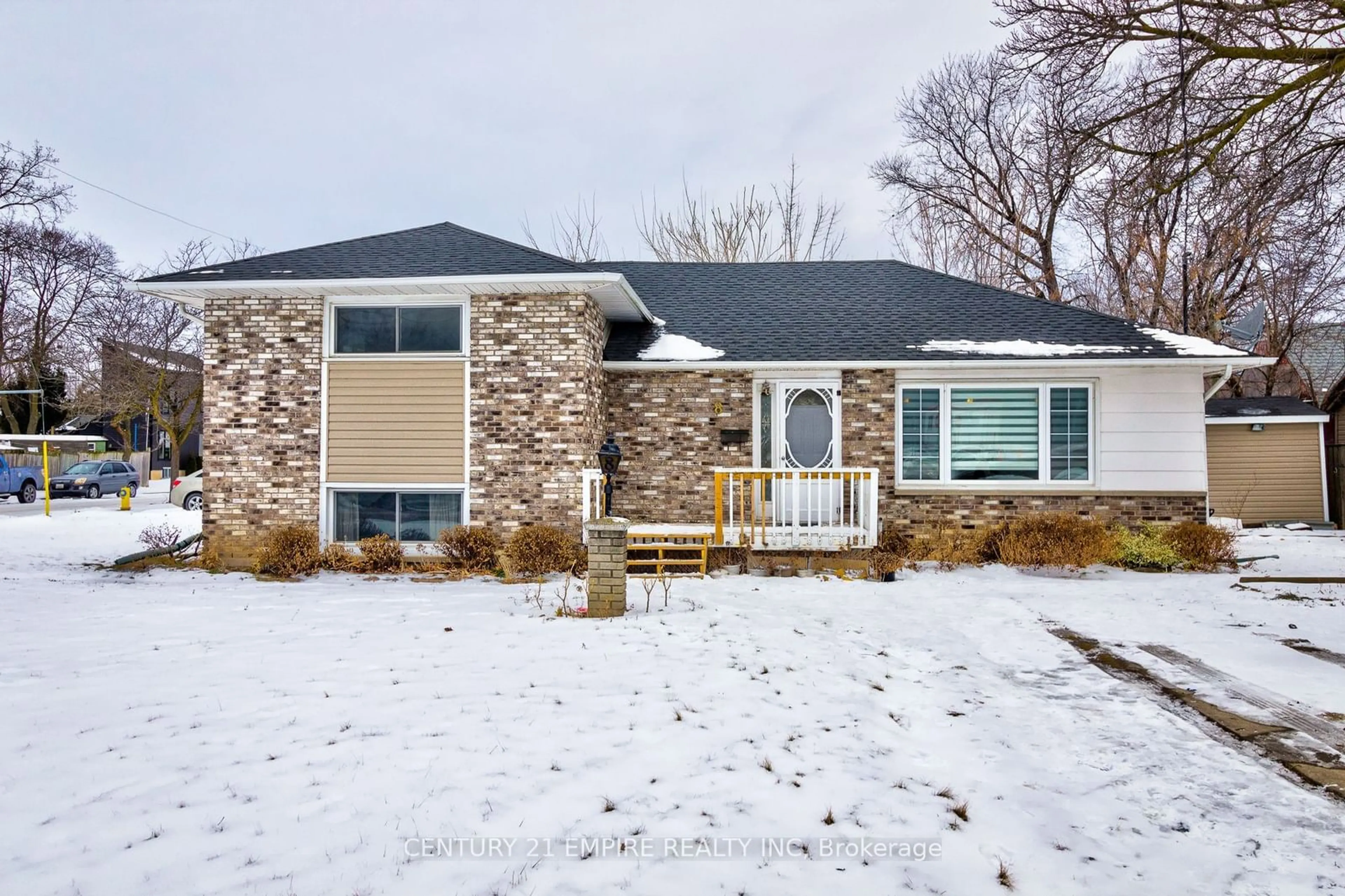 Home with brick exterior material, street for 8 Plymouth Ave, St. Catharines Ontario L2R 2X9