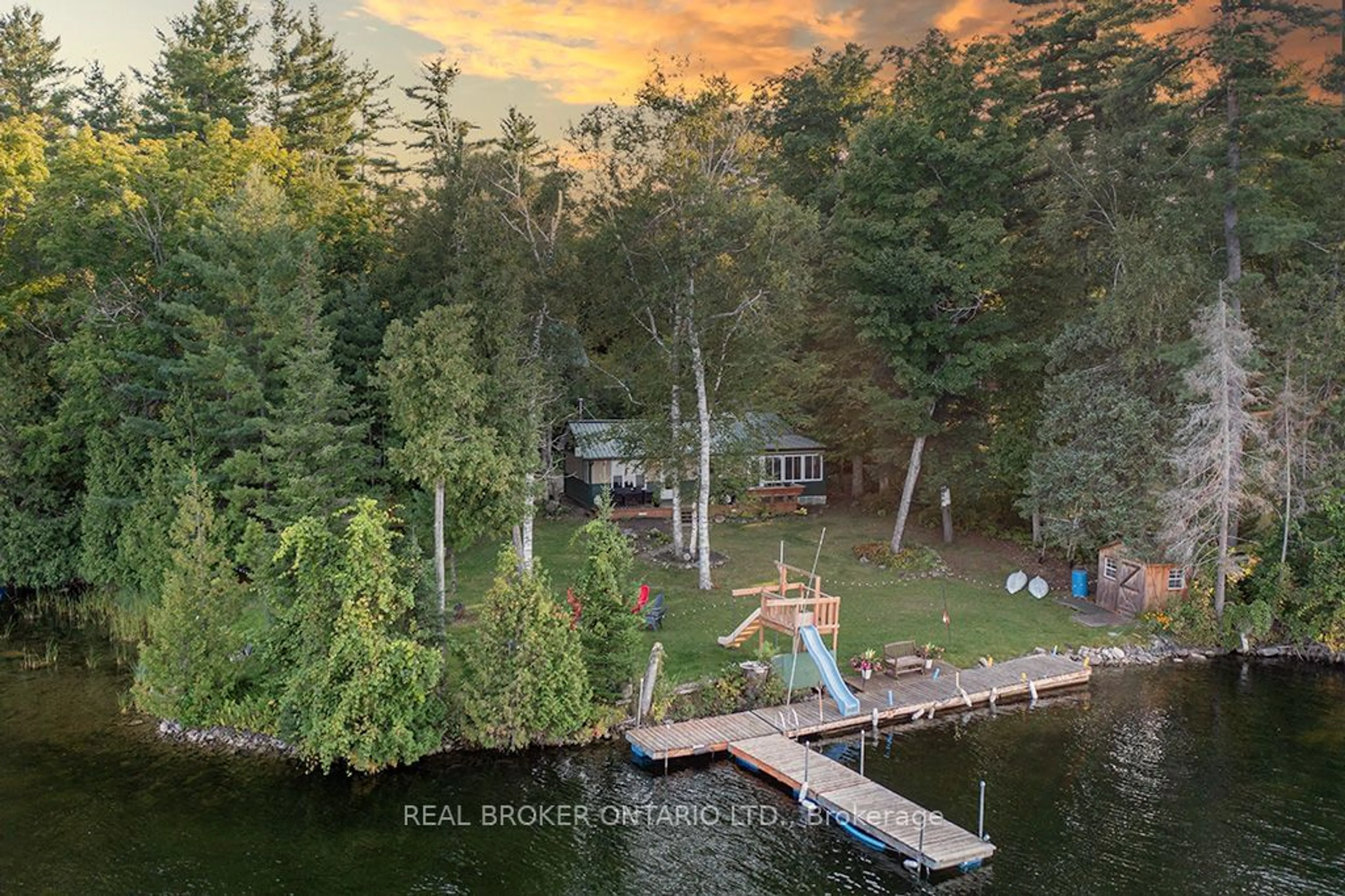 A pic from outside/outdoor area/front of a property/back of a property/a pic from drone, water/lake/river/ocean view for 1394 SNYE Rd, Lanark Highlands Ontario K0A 3L0