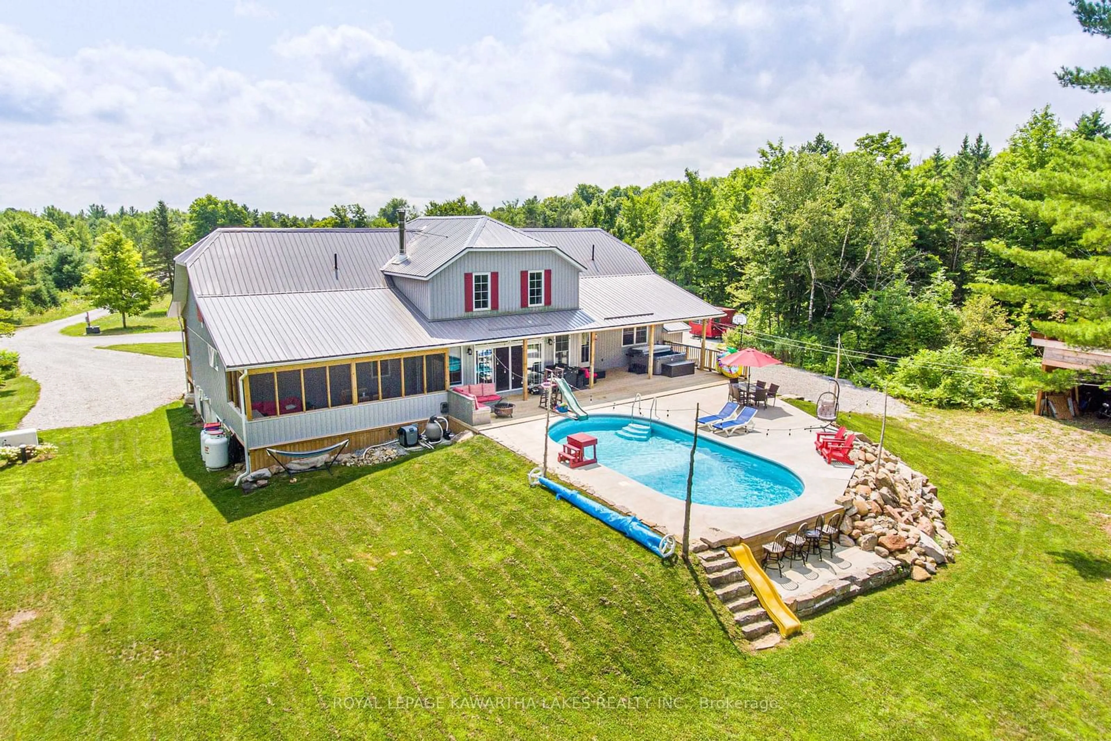 A pic from outside/outdoor area/front of a property/back of a property/a pic from drone, water/lake/river/ocean view for 689 Bexley Laxton Twp Line, Kawartha Lakes Ontario K0M 1K0