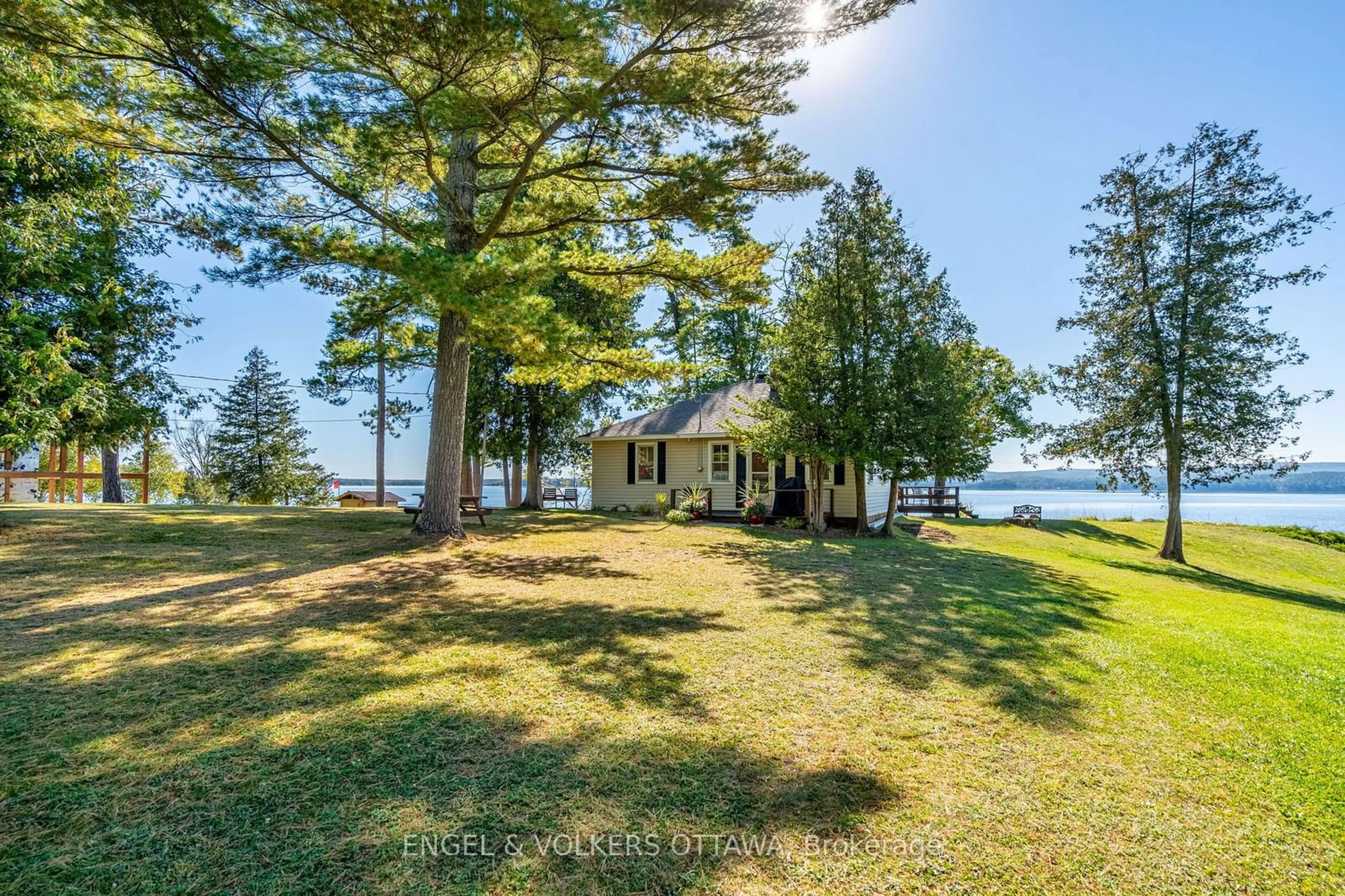 A pic from outside/outdoor area/front of a property/back of a property/a pic from drone, water/lake/river/ocean view for 5349 CALABOGIE Rd, Greater Madawaska Ontario K0J 1H0