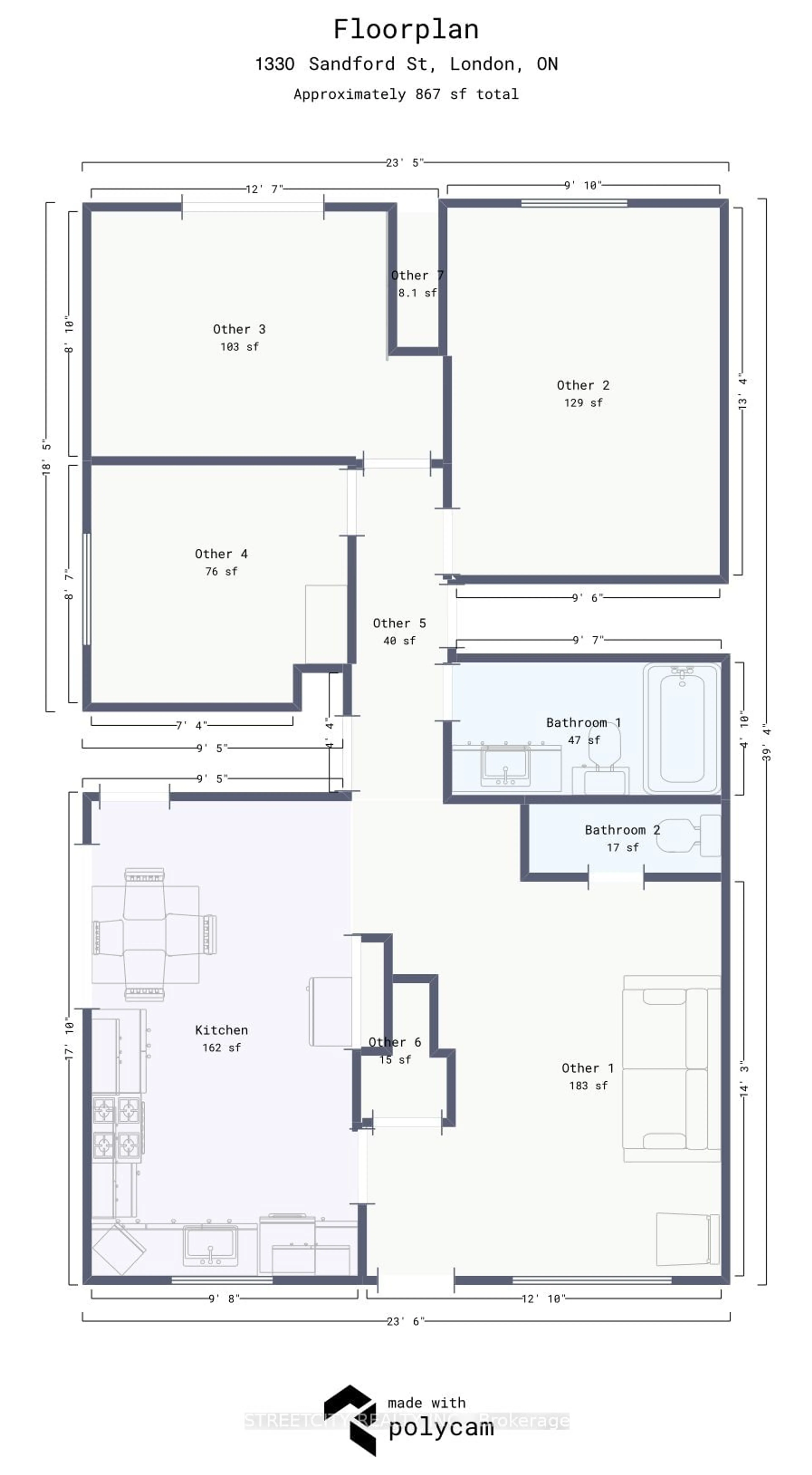 Floor plan for 1330 Sandford St, London Ontario N5V 3V5