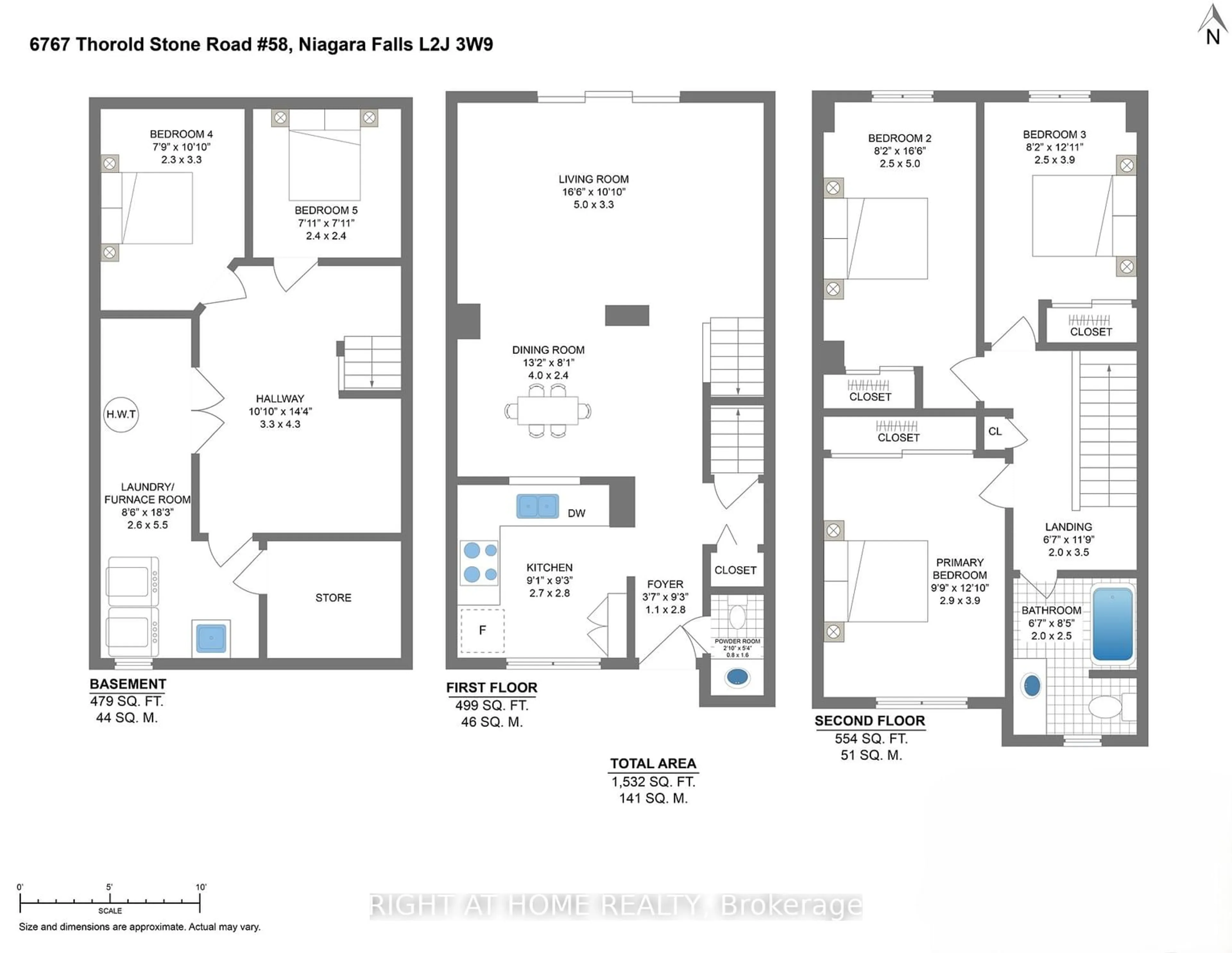 Floor plan for 6767 Thorold Stone Rd #58, Niagara Falls Ontario L2J 3W9