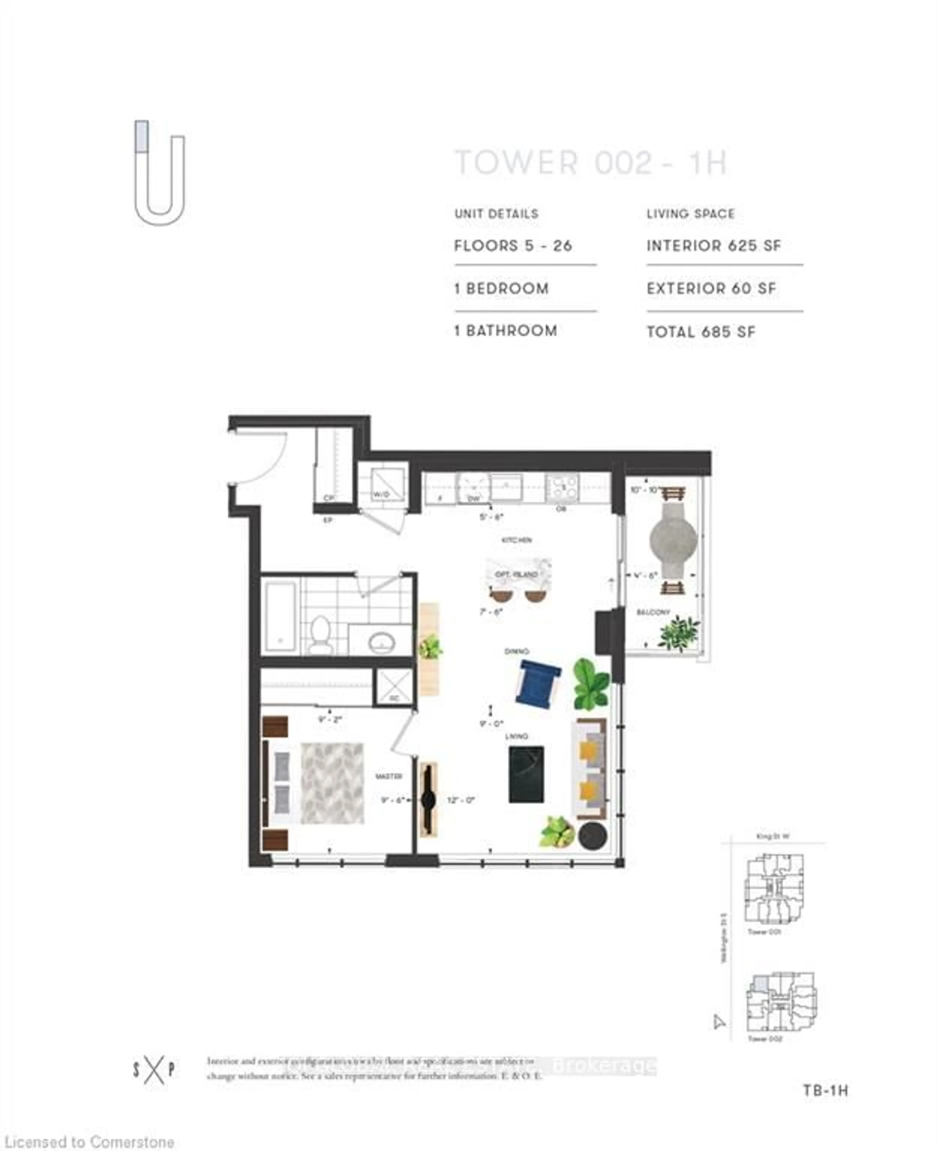 Floor plan for 15 Wellington St #1912, Kitchener Ontario N2G 0E4