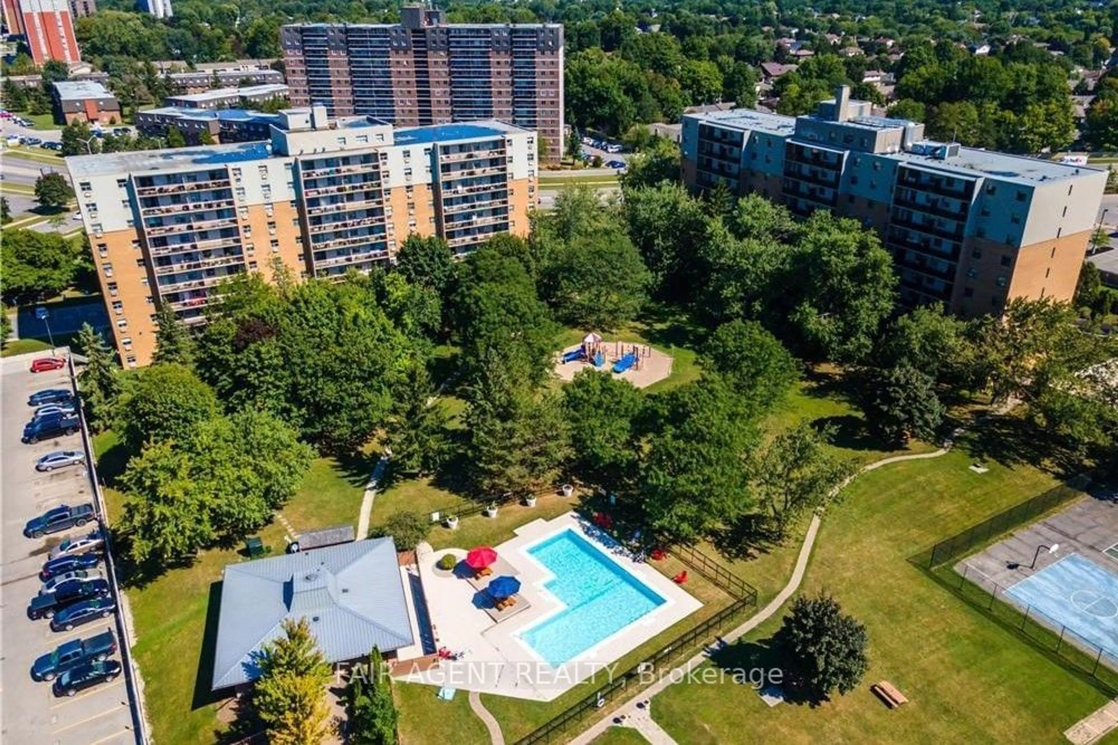 A pic from outside/outdoor area/front of a property/back of a property/a pic from drone, city buildings view from balcony for 931 WONDERLAND Rd #410, London Ontario N6K 2X6