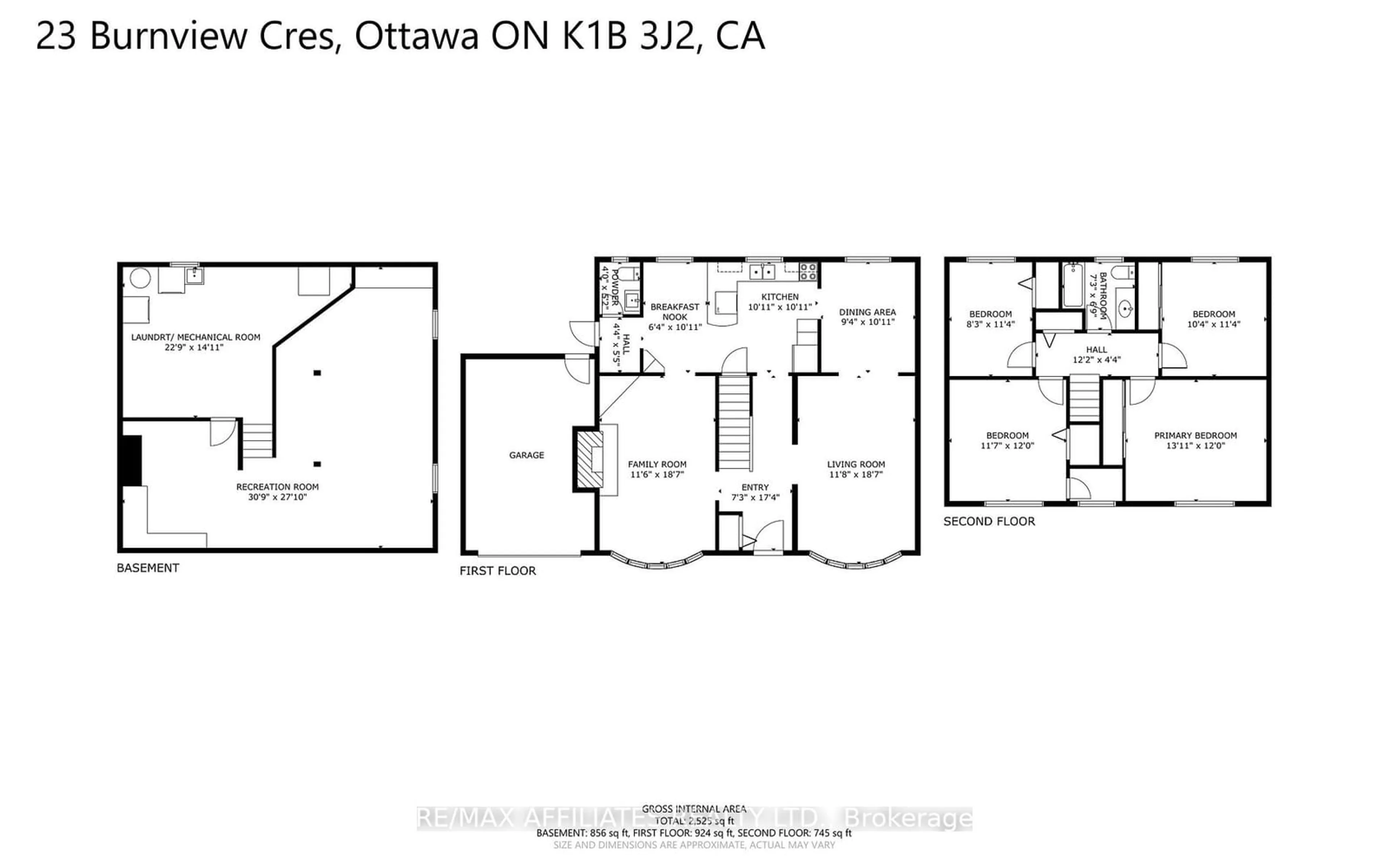 Floor plan for 23 Burnview Cres, Blackburn Hamlet Ontario K1B 3J2