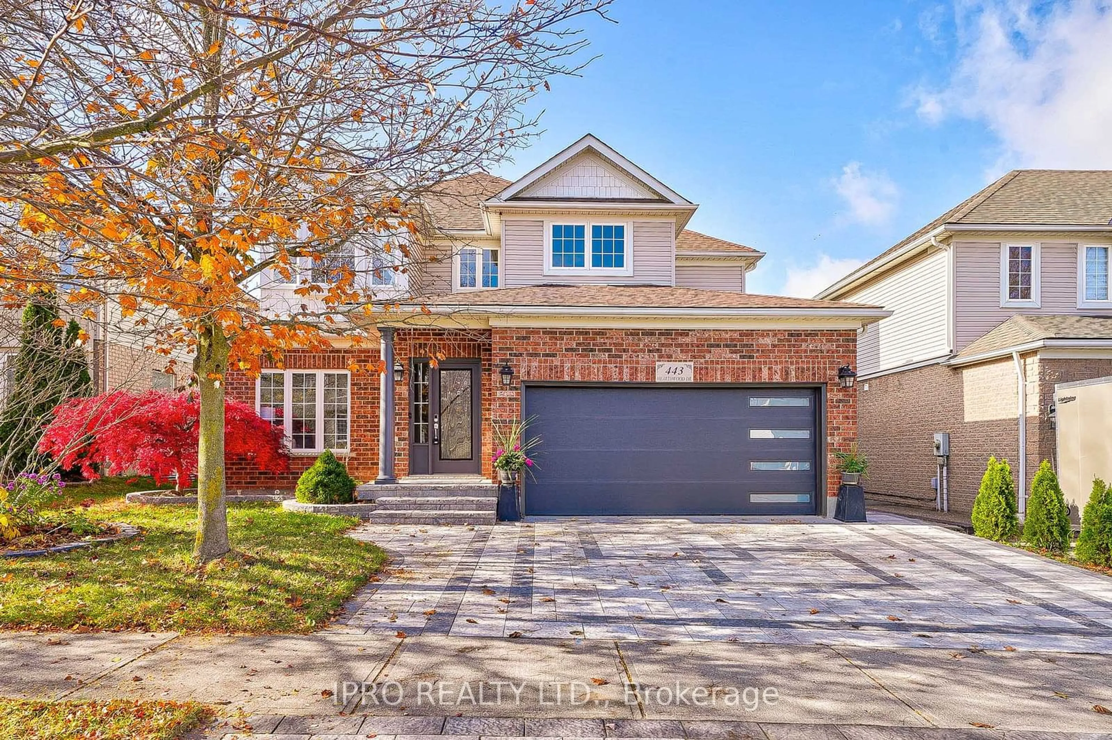 Home with brick exterior material, street for 443 Hearthwood Dr, Kitchener Ontario N2R 1K7