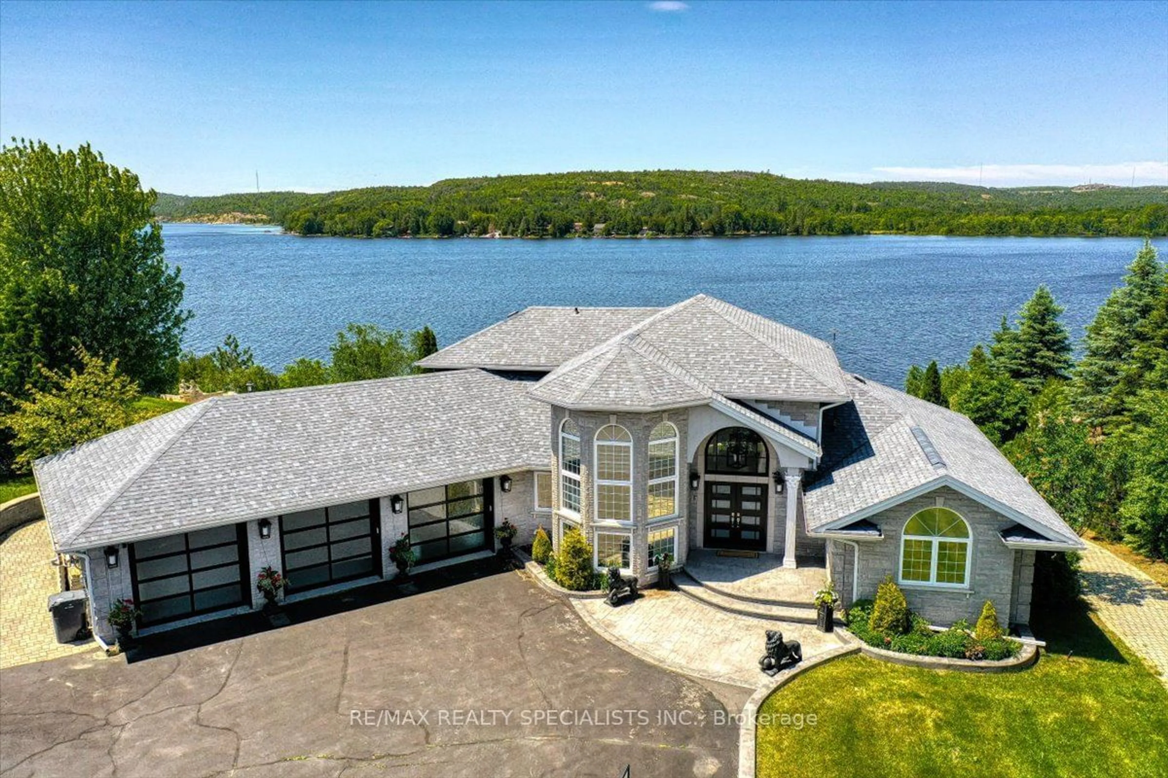 A pic from outside/outdoor area/front of a property/back of a property/a pic from drone, water/lake/river/ocean view for 1720 South Lane Rd, Greater Sudbury Ontario P3G 1N8