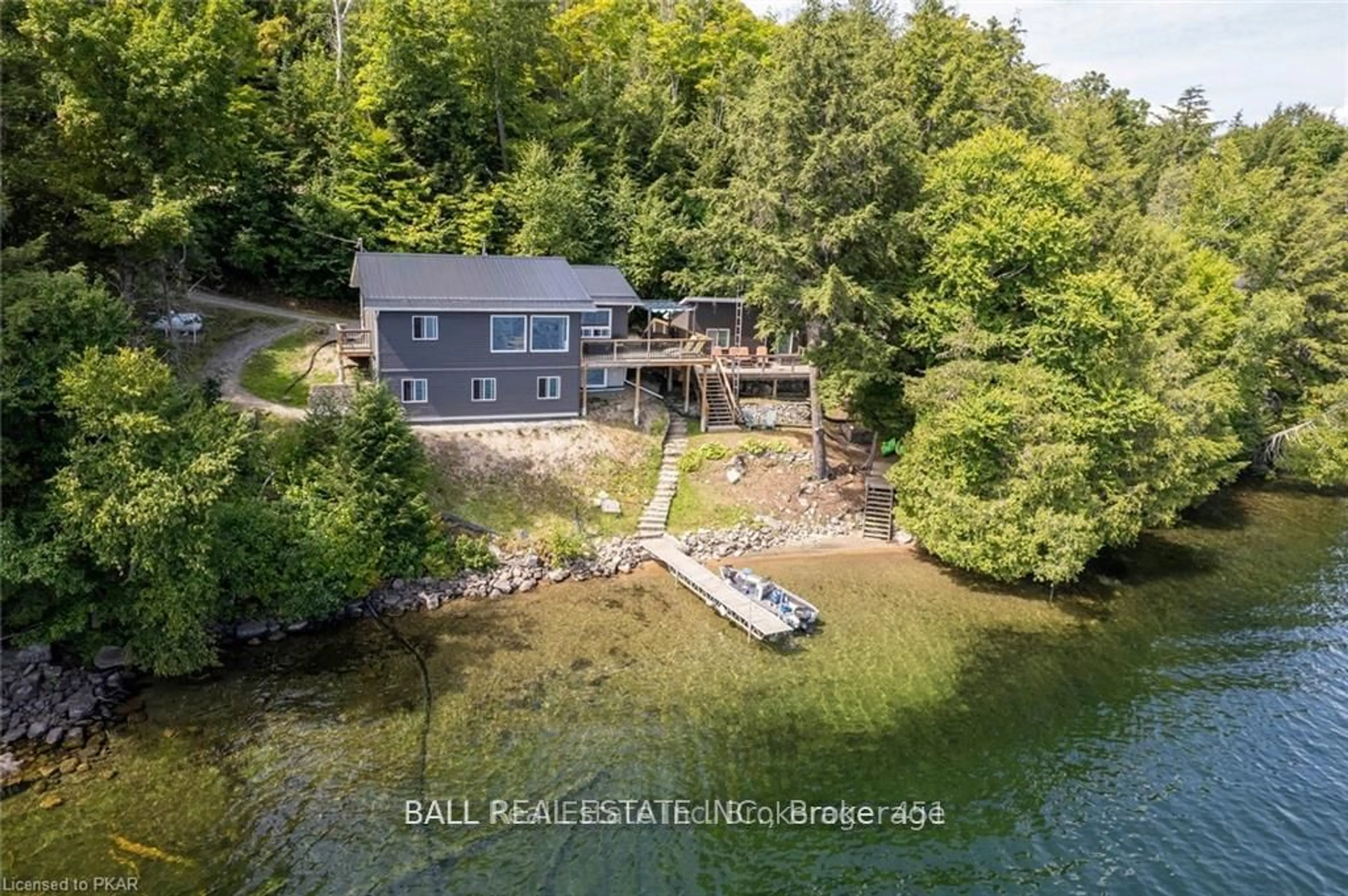 A pic from outside/outdoor area/front of a property/back of a property/a pic from drone, water/lake/river/ocean view for 1758 Papineau Lake Rd, Hastings Highlands Ontario K0L 2R0