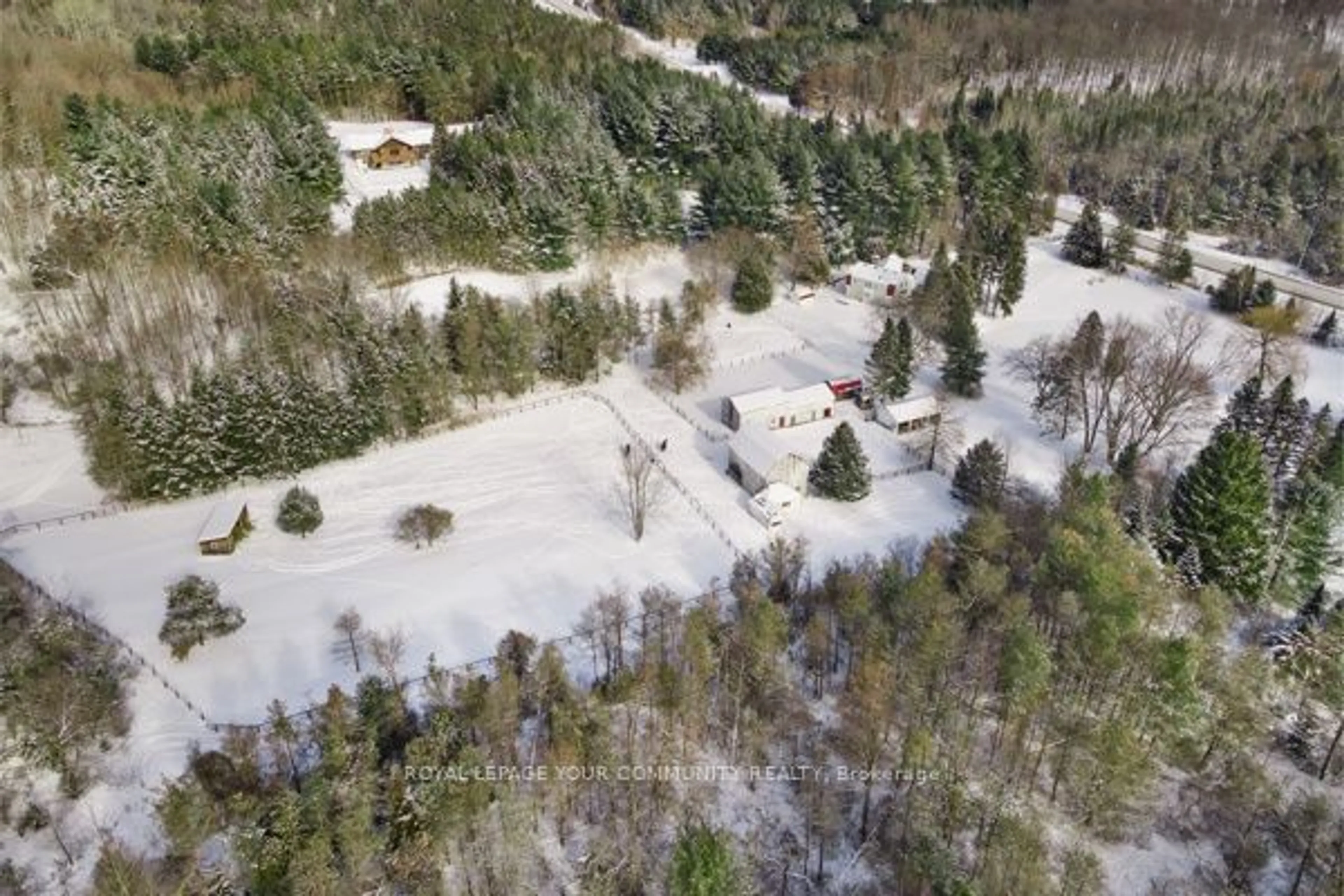 A pic from outside/outdoor area/front of a property/back of a property/a pic from drone, forest/trees view for 934190 Airport Rd, Mono Ontario L9W 6C4