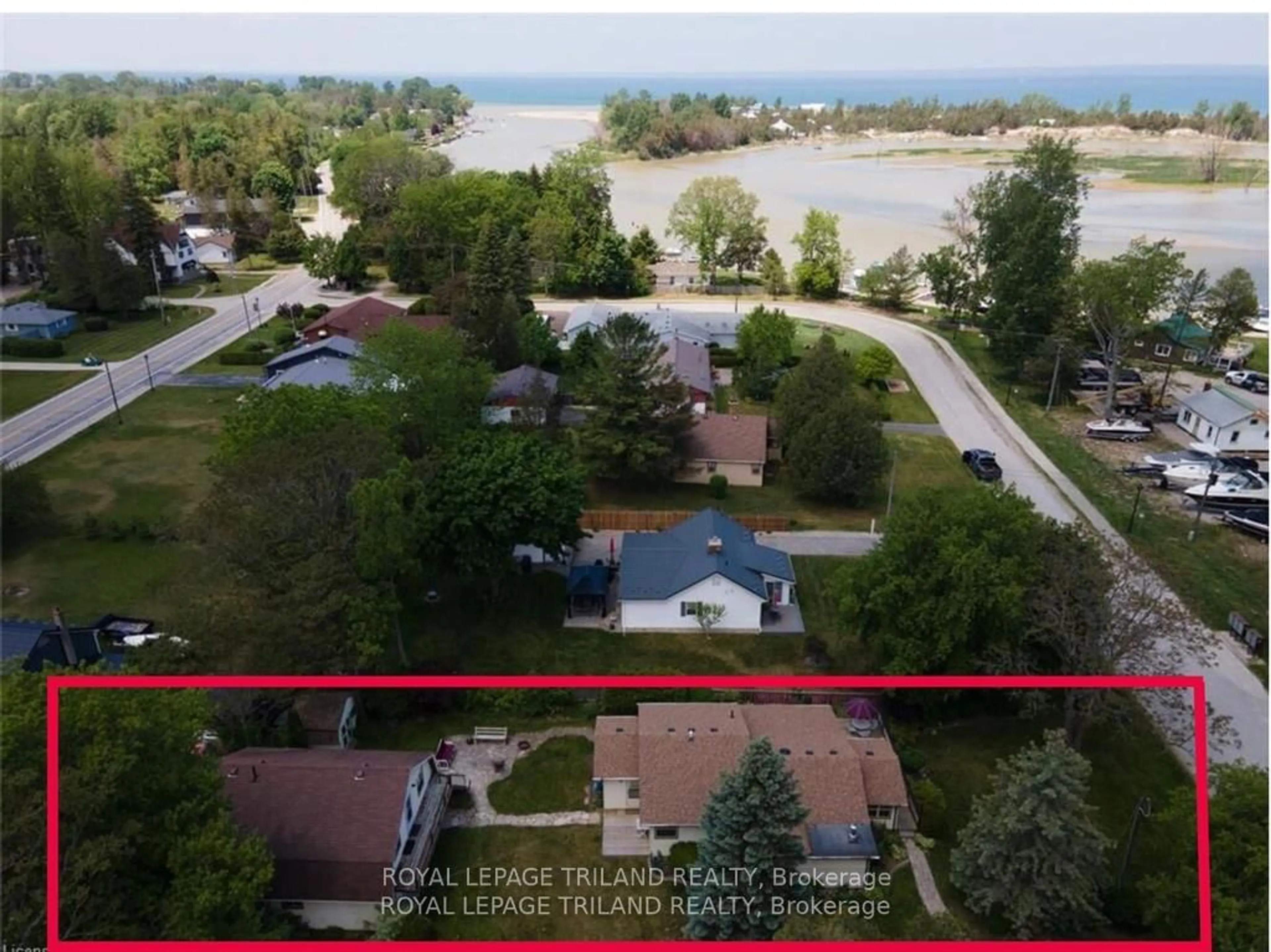 A pic from outside/outdoor area/front of a property/back of a property/a pic from drone, water/lake/river/ocean view for 7575 Biddulph St, Lambton Shores Ontario N0M 2L0