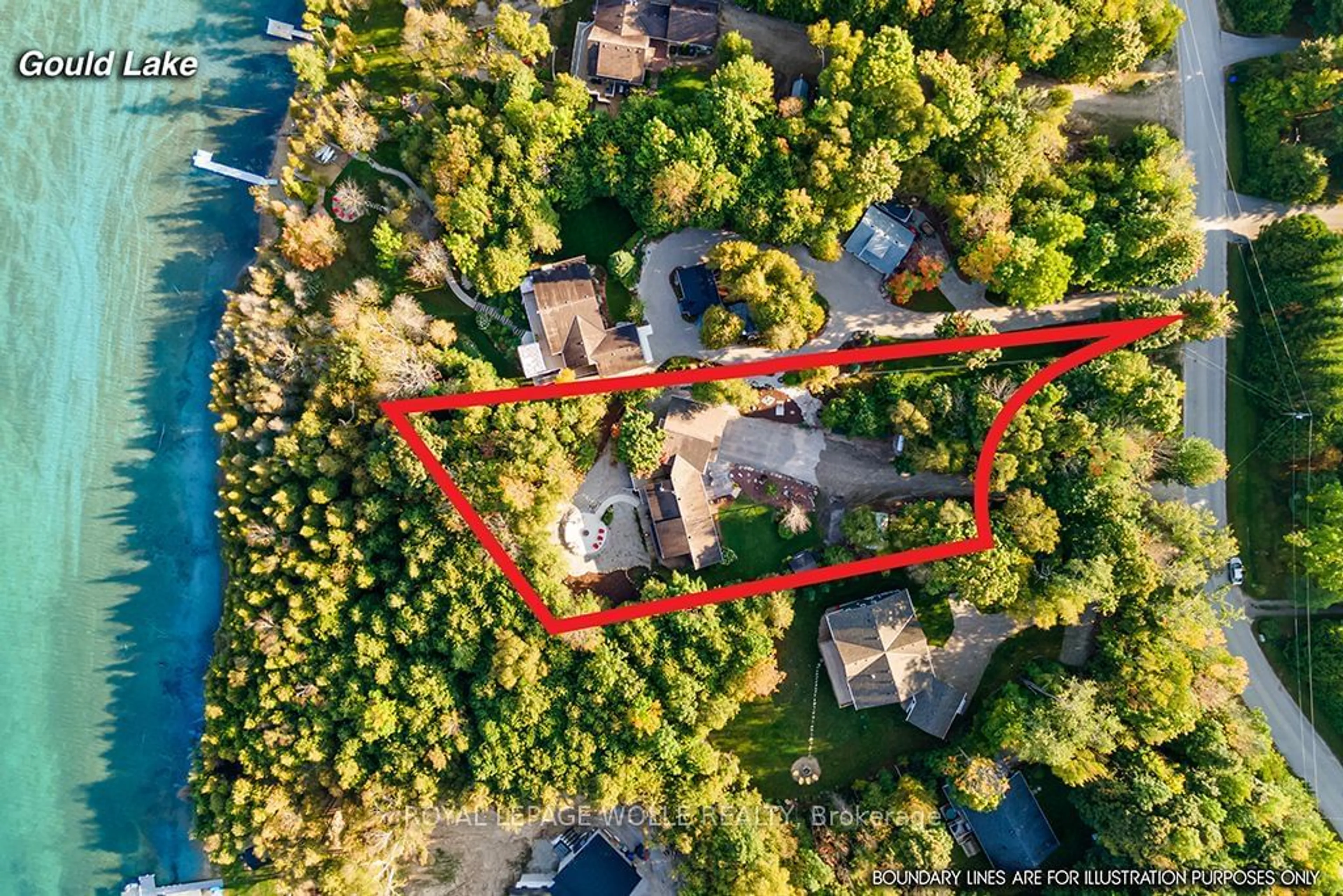 A pic from outside/outdoor area/front of a property/back of a property/a pic from drone, water/lake/river/ocean view for 105 Golden Pond Dr, South Bruce Peninsula Ontario N0H 2T0