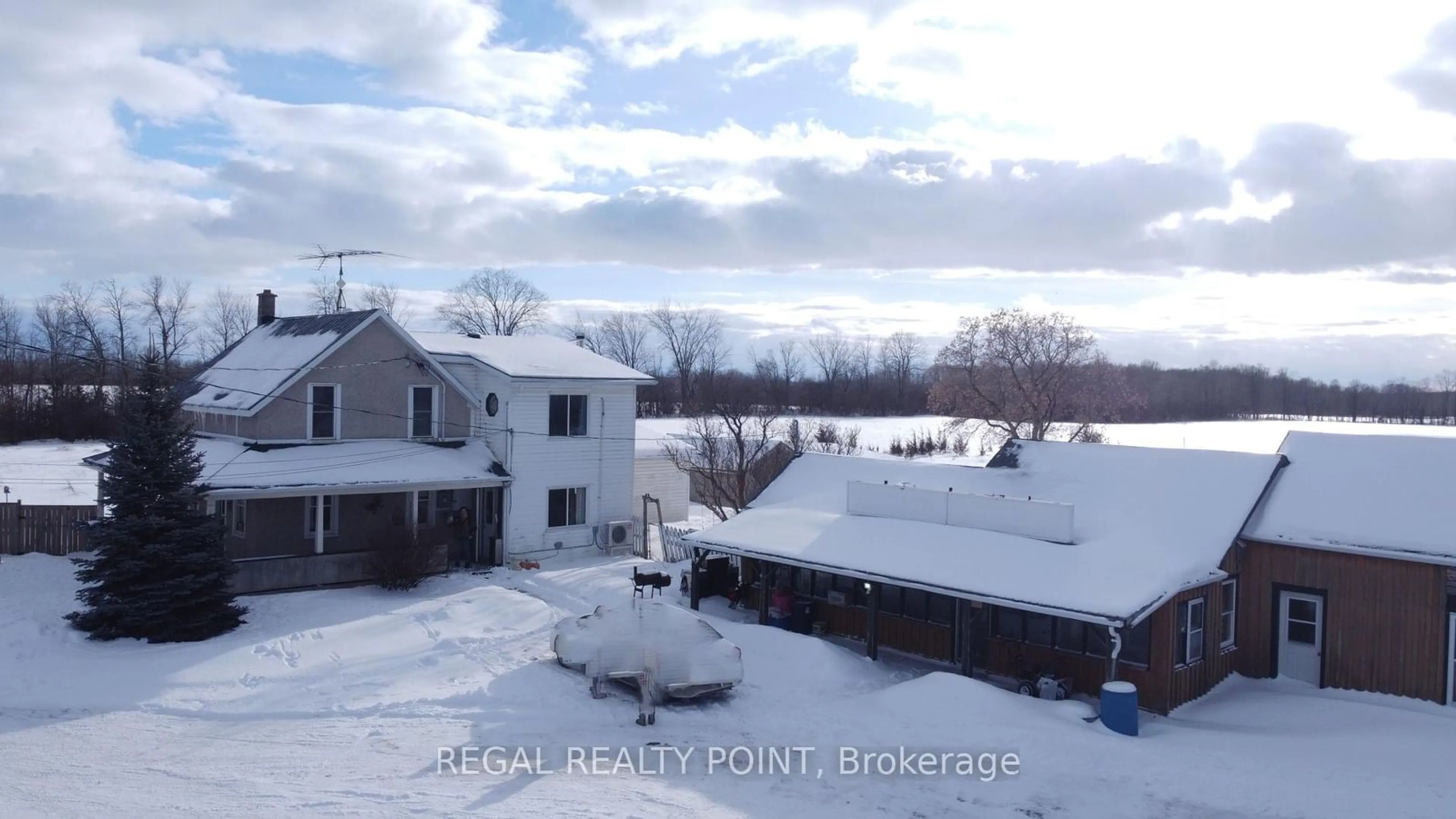 A pic from outside/outdoor area/front of a property/back of a property/a pic from drone, water/lake/river/ocean view for 2220 COUNTY ROAD 41, Greater Napanee Ontario K7R 3L2