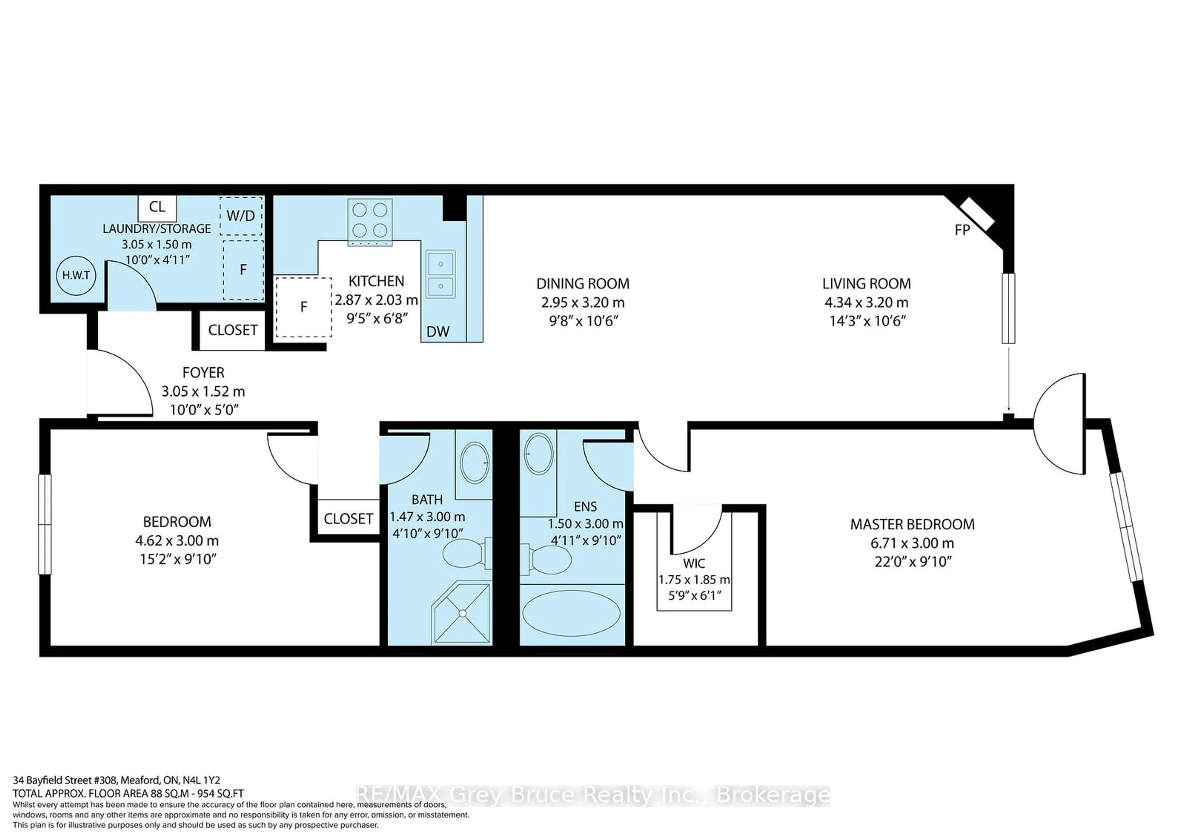 Floor plan for 34 Bayfield St #308, Meaford Ontario N4L 1Y2