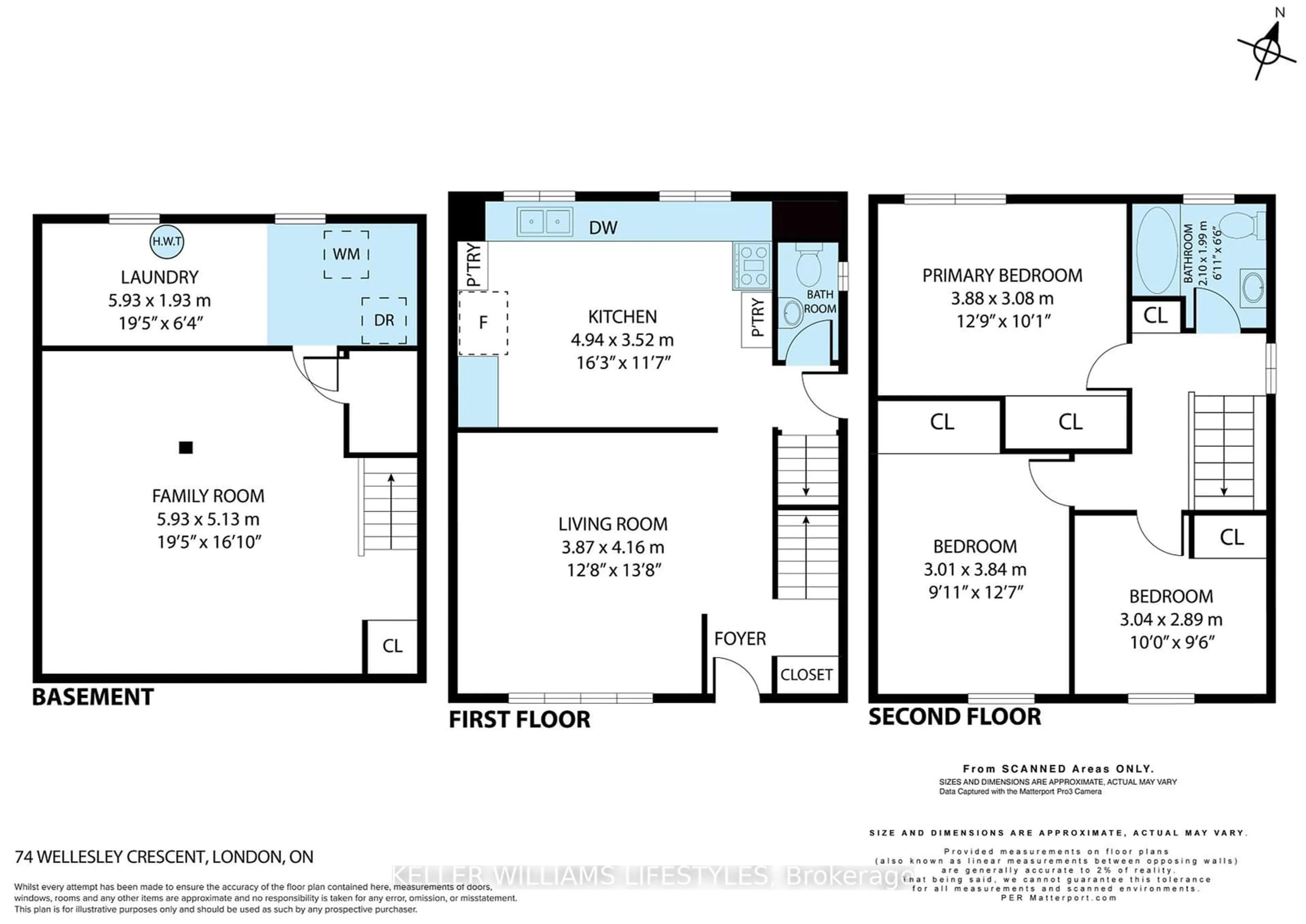 Floor plan for 74 Wellesley Cres, London Ontario N5V 1J7