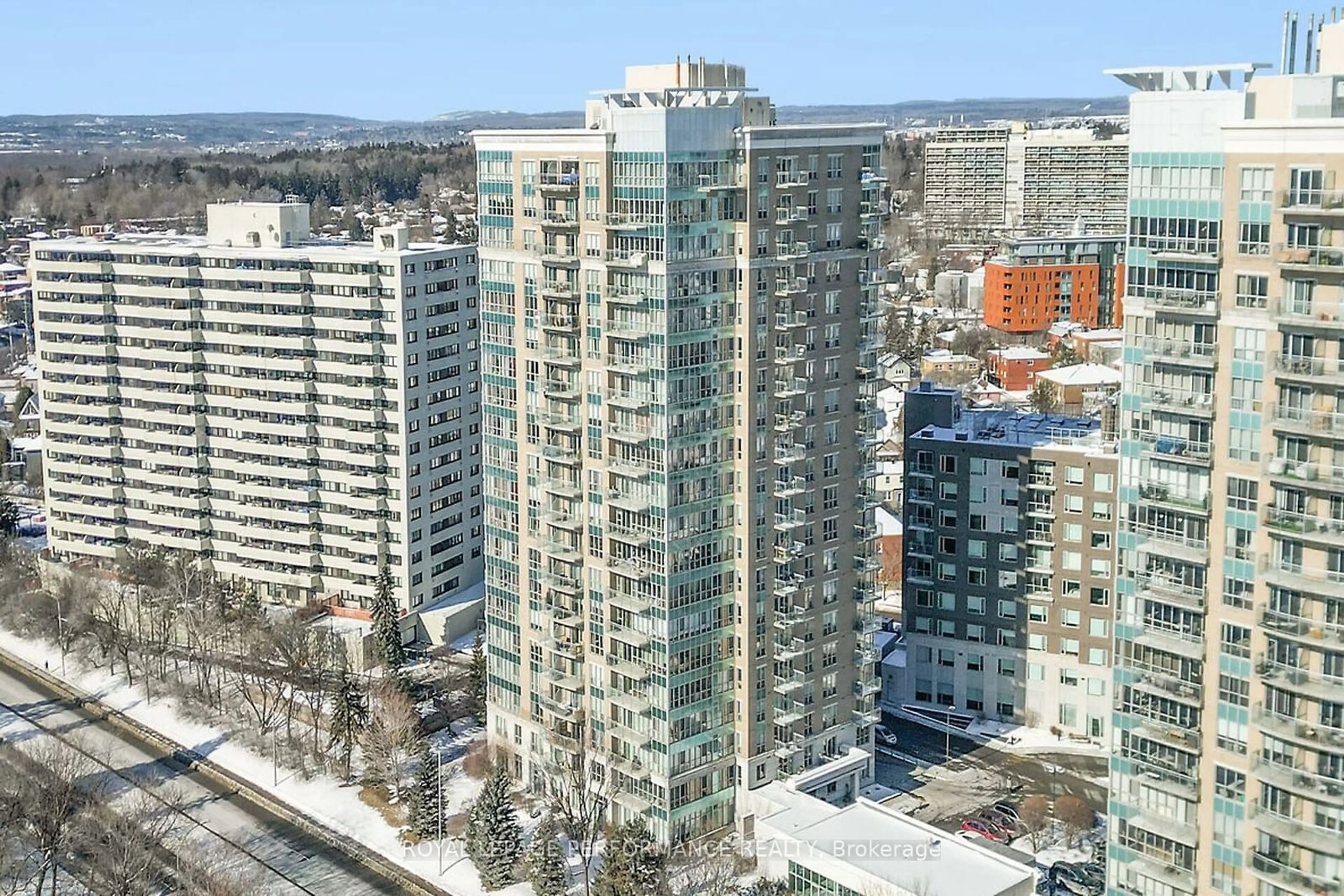 A pic from outside/outdoor area/front of a property/back of a property/a pic from drone, city buildings view from balcony for 70 Landry St #1807, Ottawa Ontario K1L 0A8