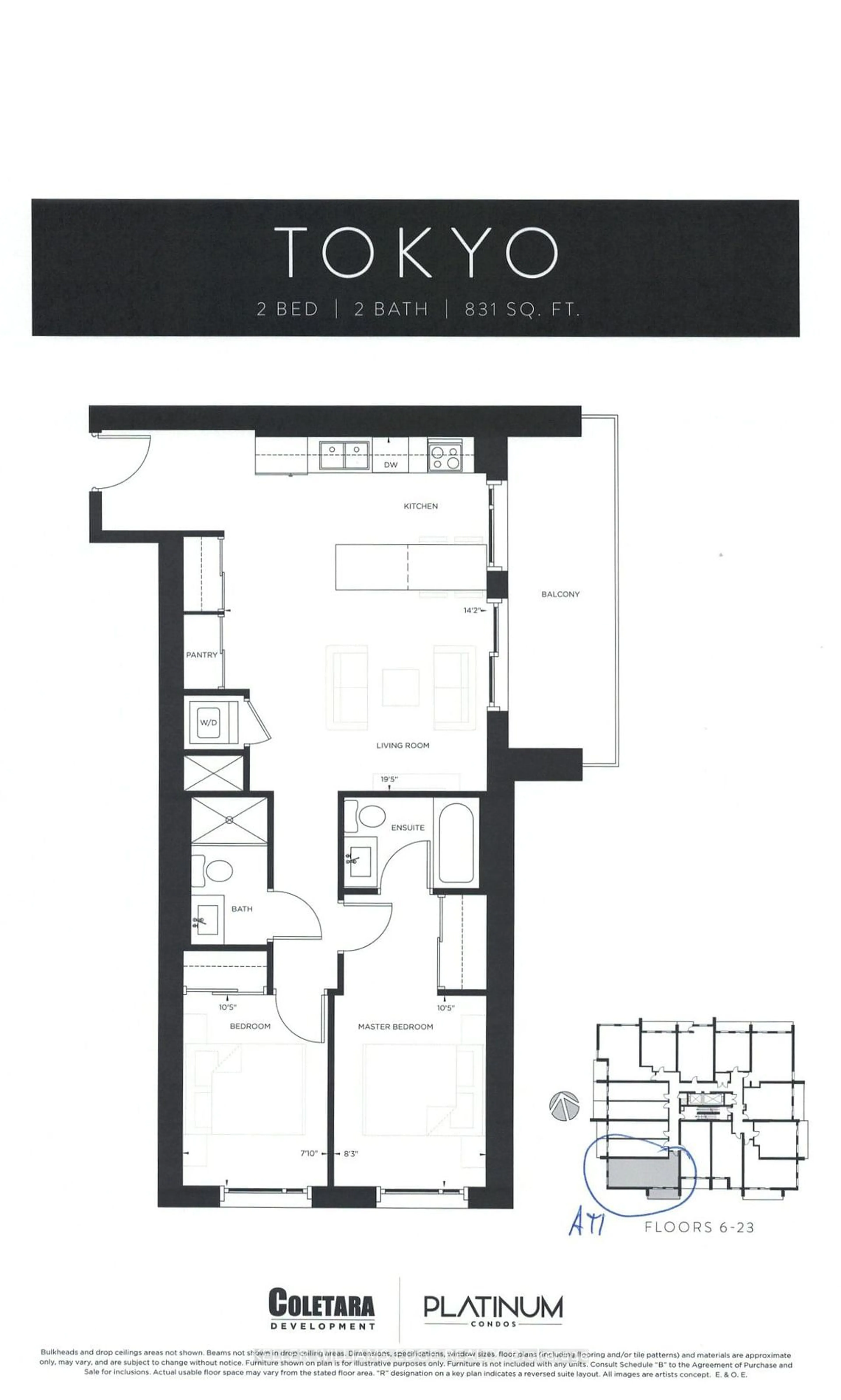 Floor plan for 15 Queen St #902, Hamilton Ontario L8P 0C6