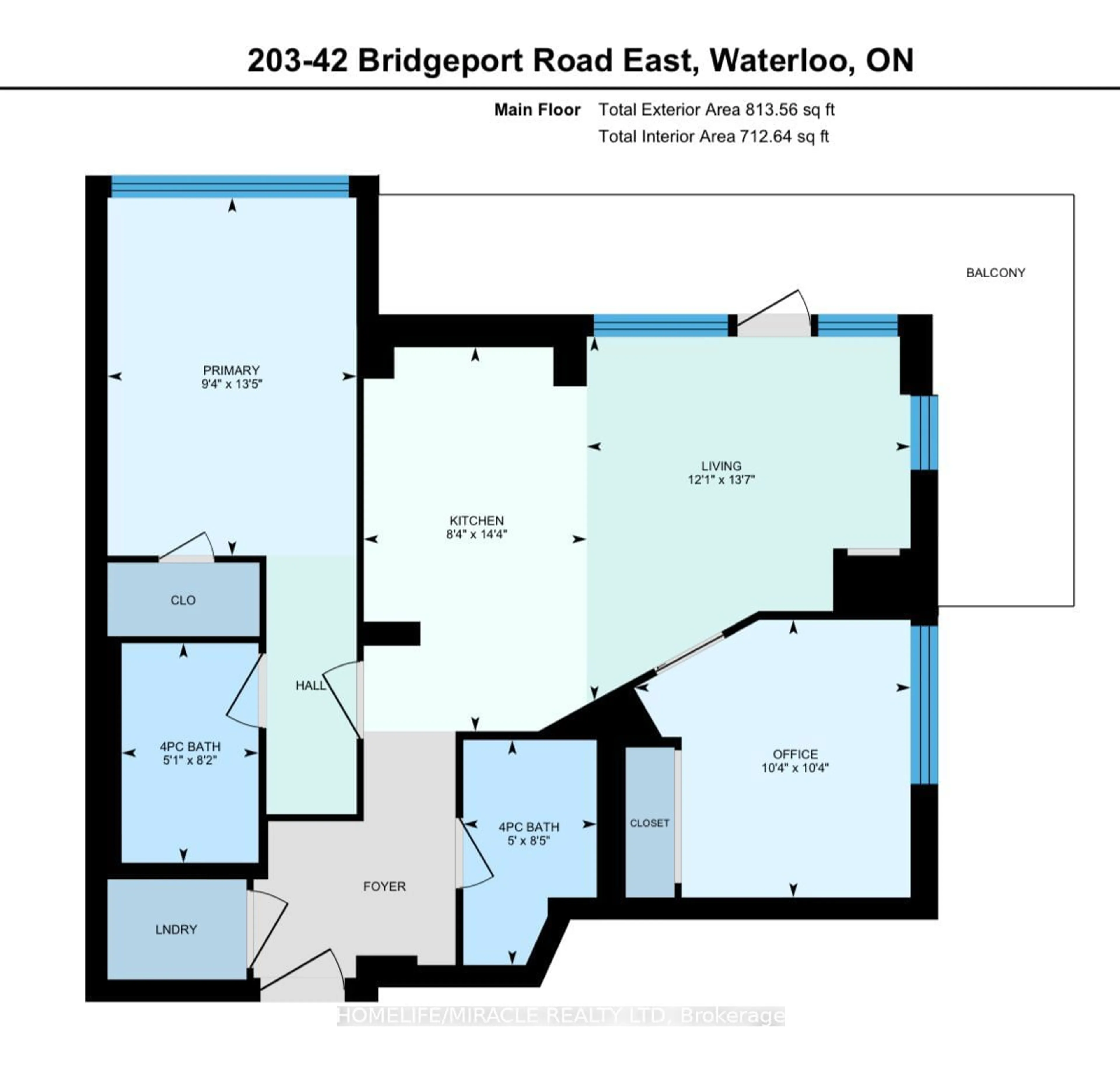 Floor plan for 42 Bridgeport Rd #203, Waterloo Ontario N2J 0B3