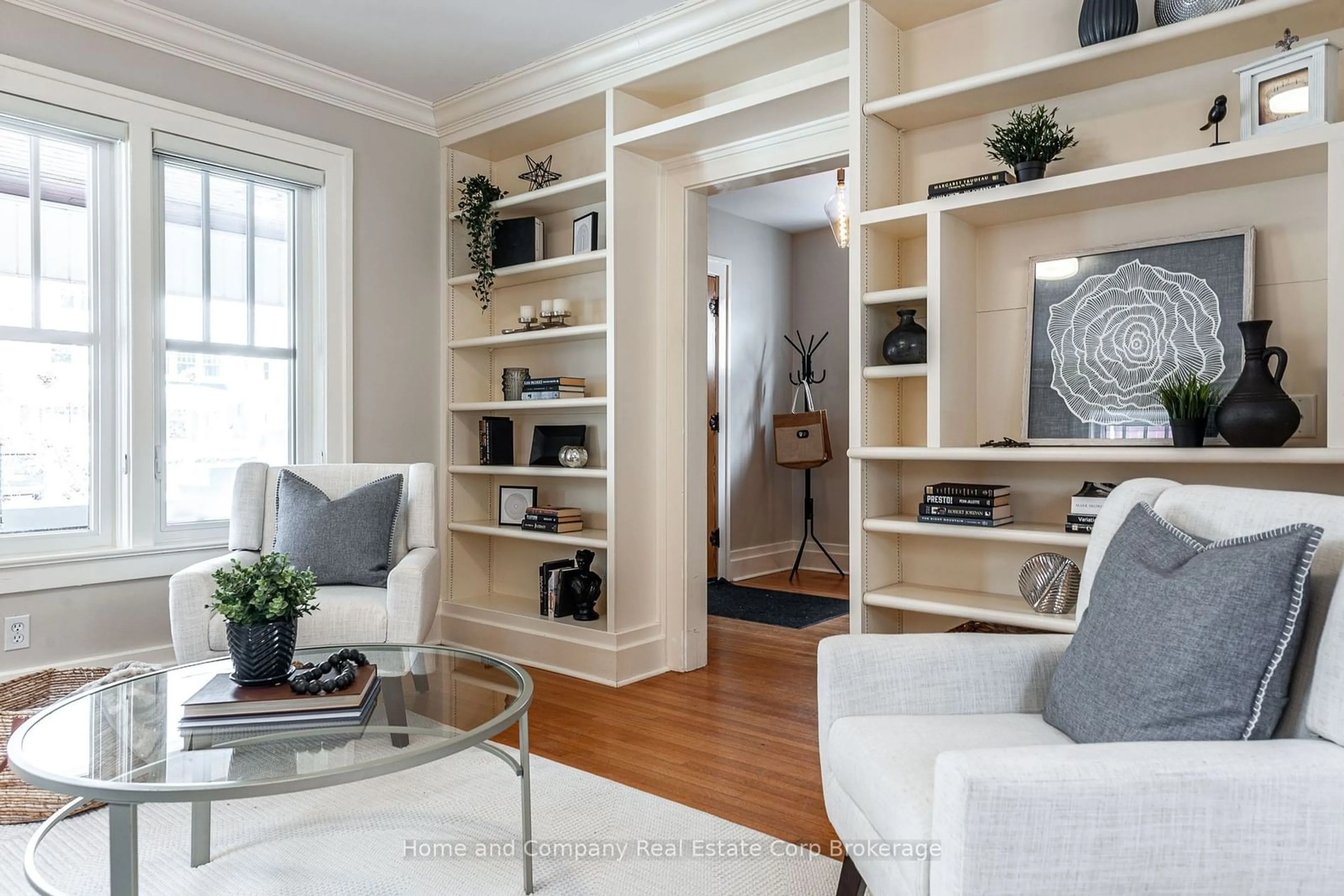 Living room with furniture, wood/laminate floor for 211 Douglas St, Stratford Ontario N5A 5P8