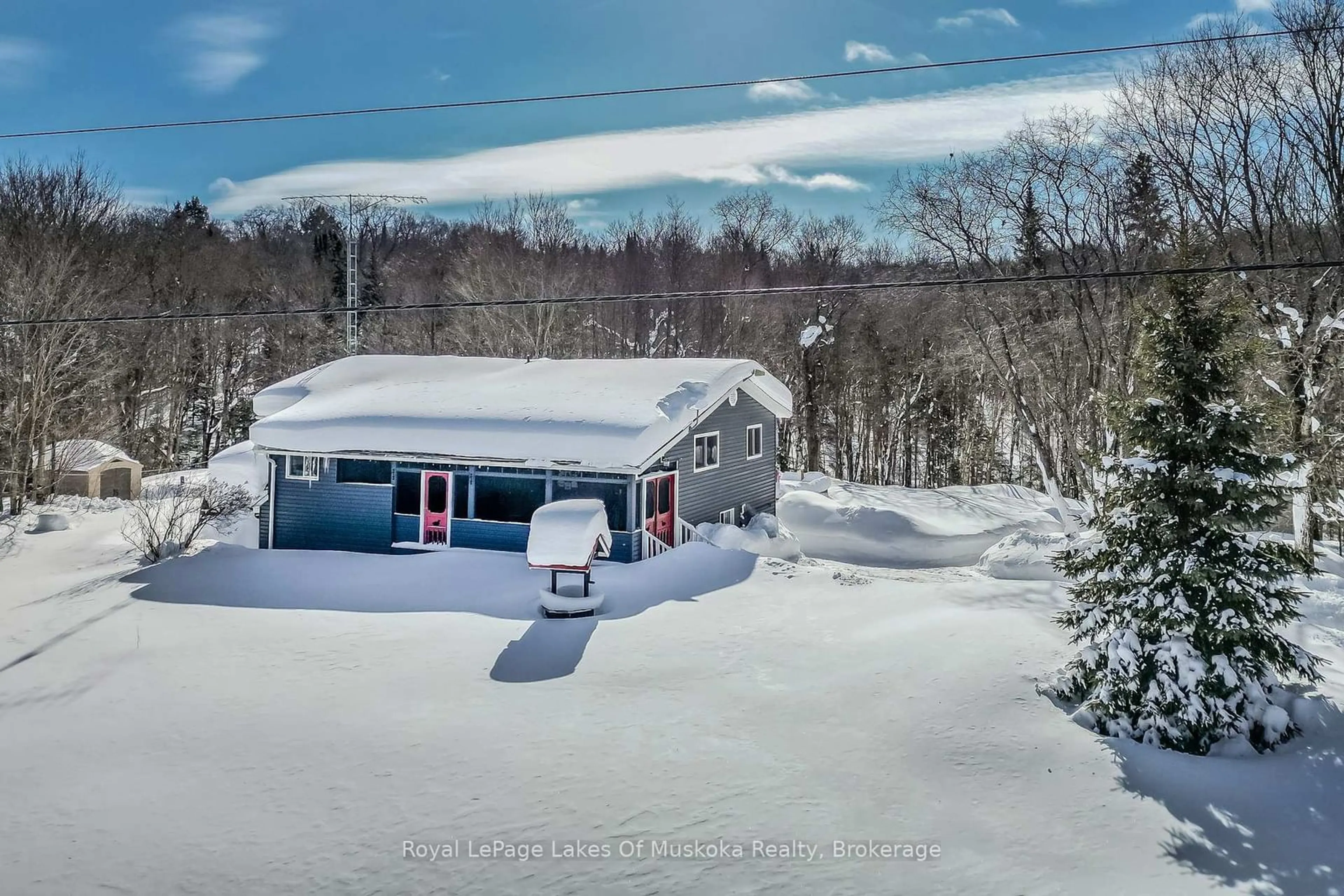 A pic from outside/outdoor area/front of a property/back of a property/a pic from drone, mountain view for 5031 Aspdin Rd, Muskoka Lakes Ontario P0C 1J0