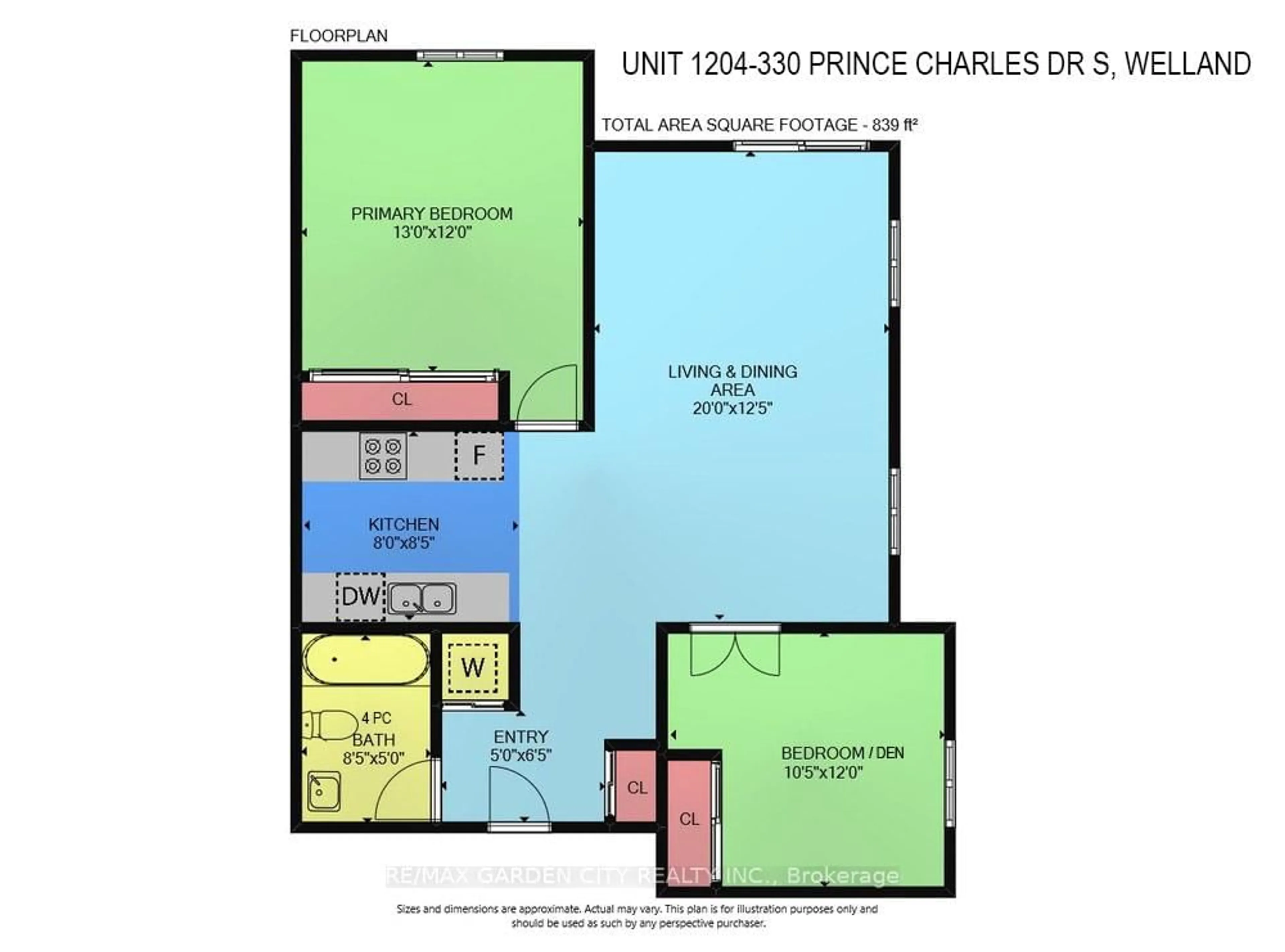 Floor plan for 330 PRINCE CHARLES Dr #1204, Welland Ontario L3C 7B3