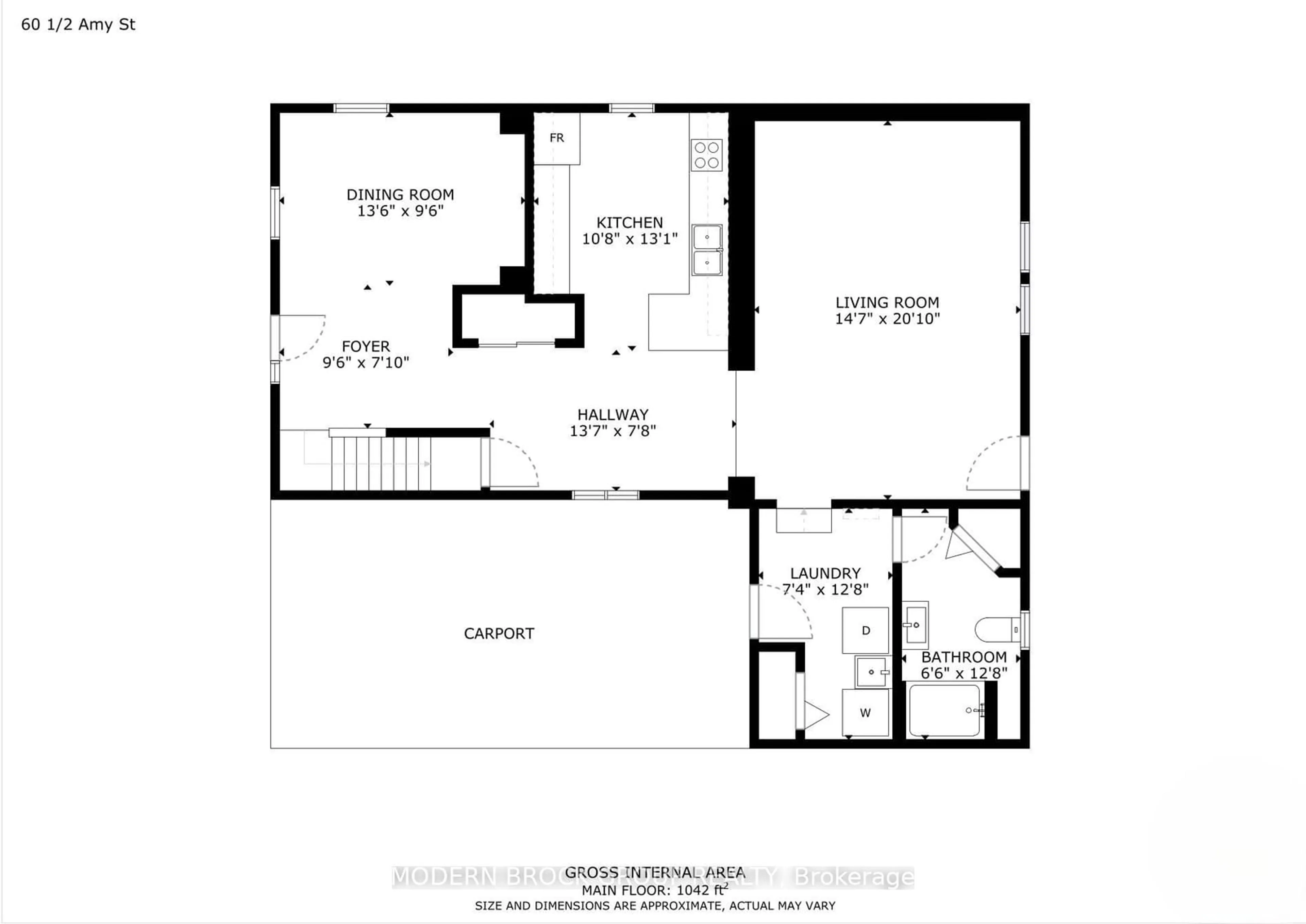 Floor plan for 60 1/2 Amy St, Brockville Ontario K6V 1V8