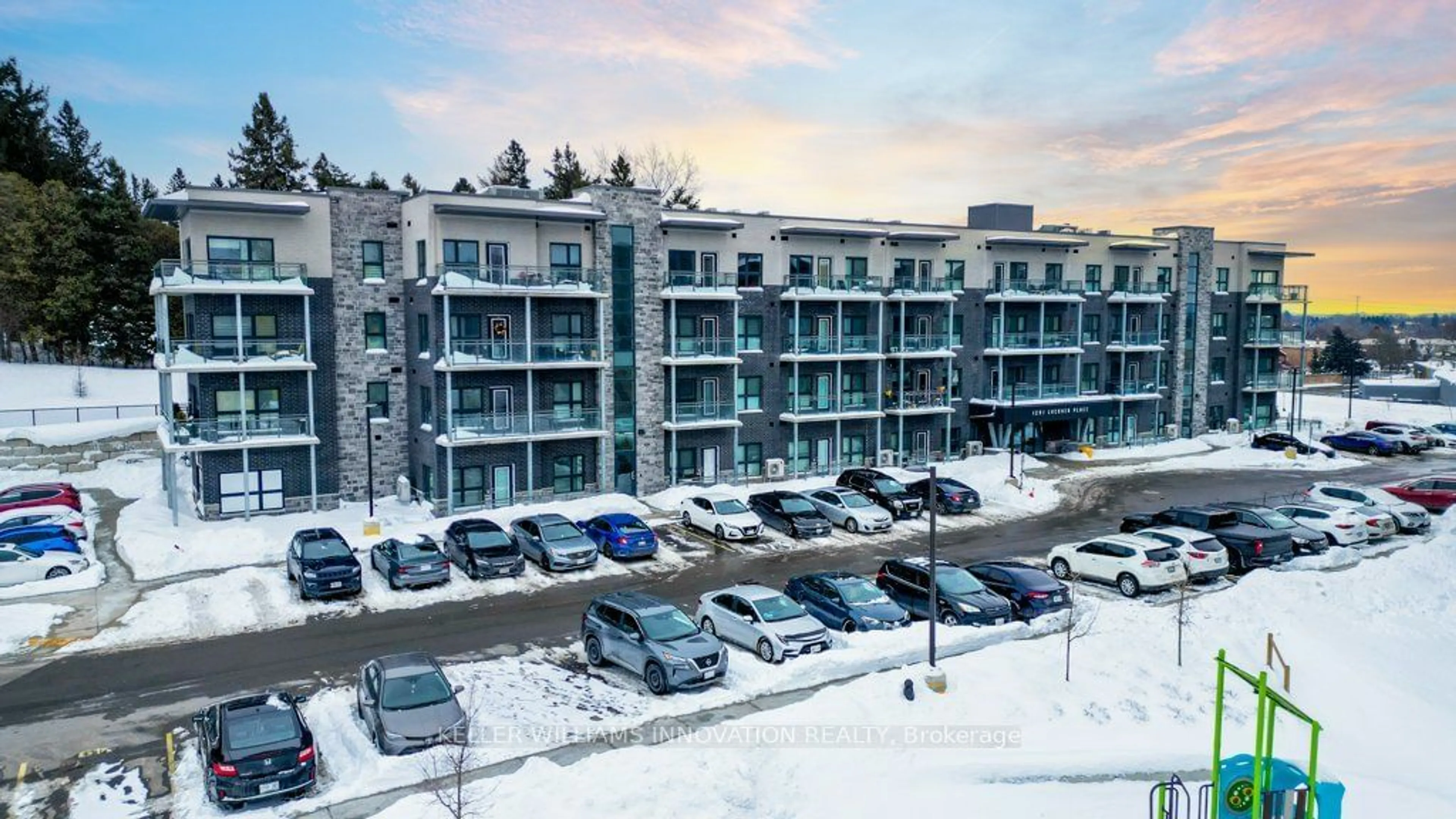 A pic from outside/outdoor area/front of a property/back of a property/a pic from drone, building for 1201 Lackner Pl #308, Kitchener Ontario N2A 4G3