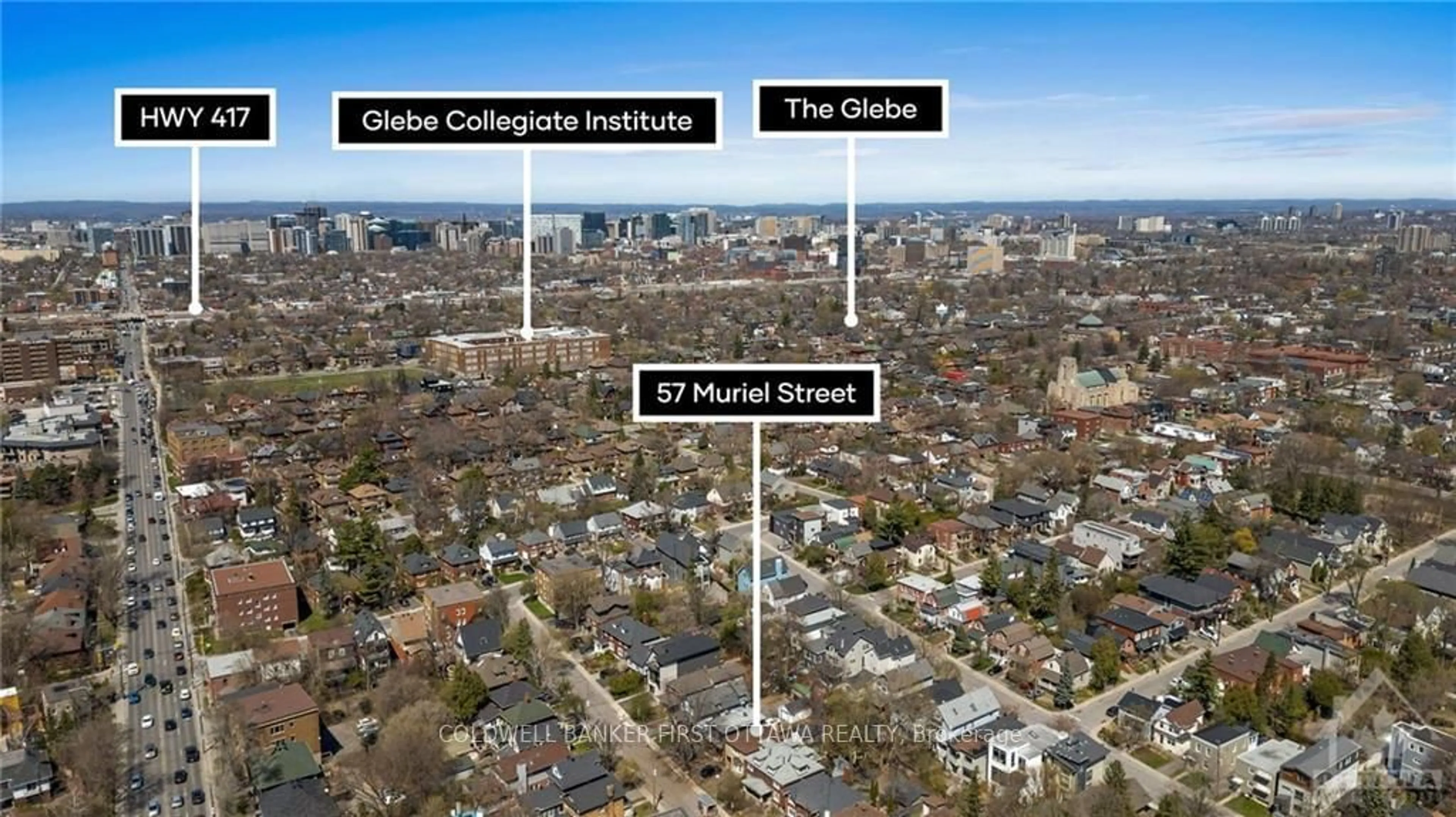 A pic from outside/outdoor area/front of a property/back of a property/a pic from drone, city buildings view from balcony for 57 MURIEL St, Glebe - Ottawa East and Area Ontario K1S 4C9