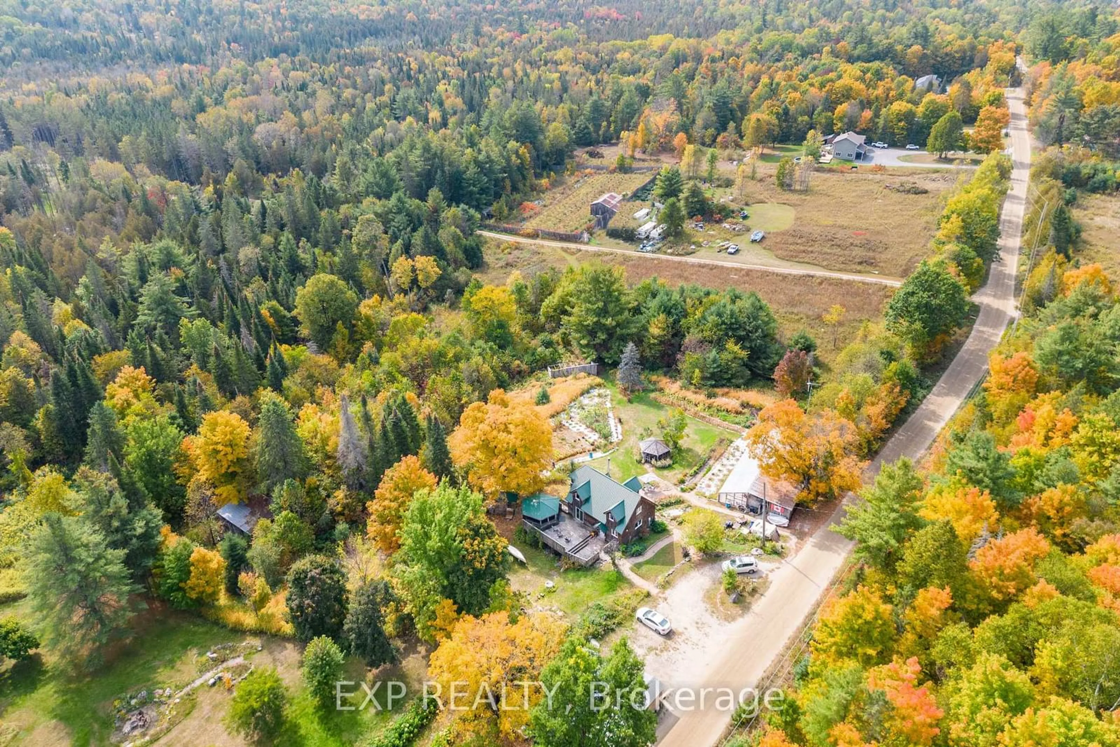 A pic from outside/outdoor area/front of a property/back of a property/a pic from drone, forest/trees view for 1197 LOWER SPRUCE HEDGE Rd, Greater Madawaska Ontario K0J 1G0