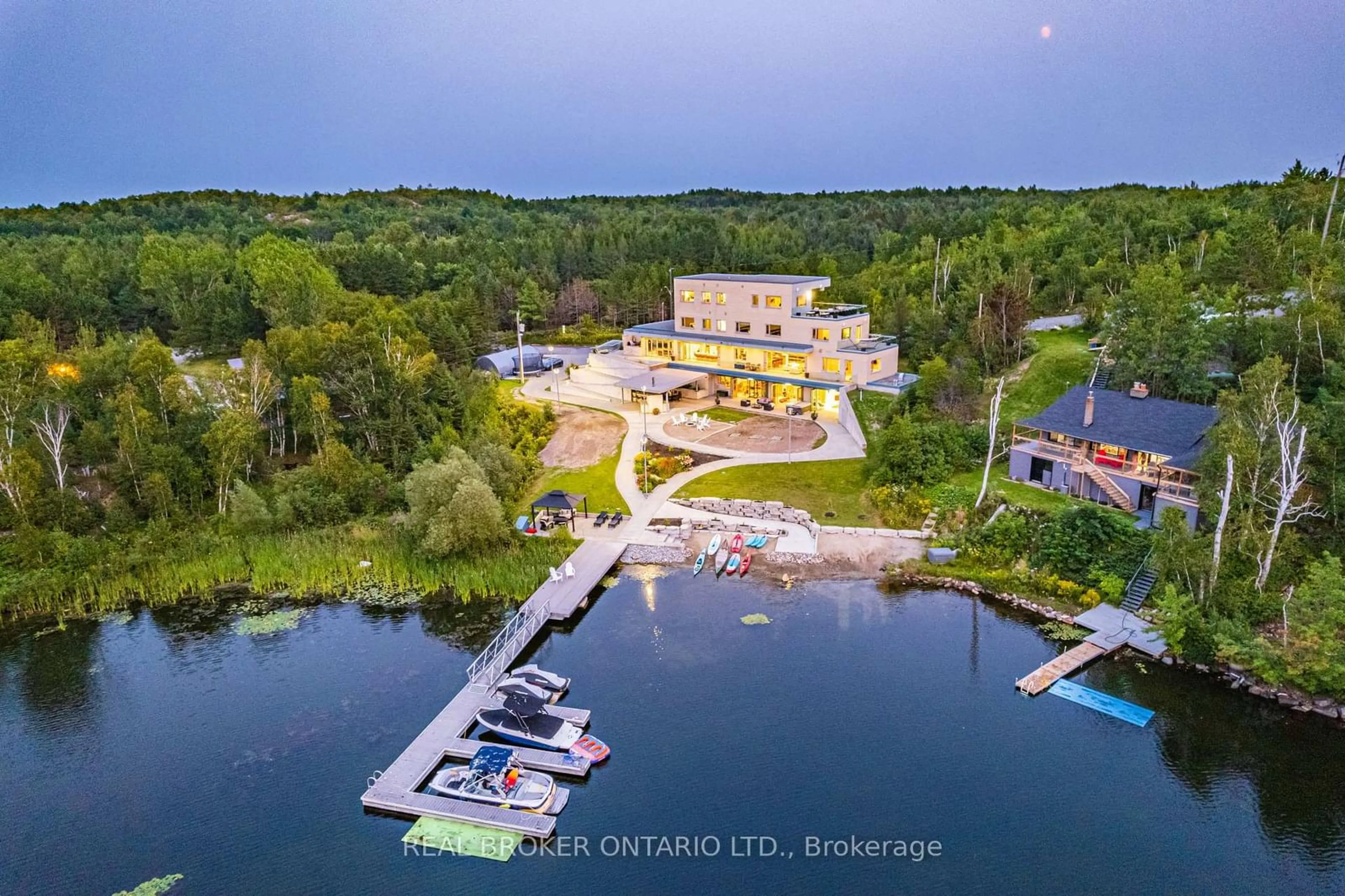 A pic from outside/outdoor area/front of a property/back of a property/a pic from drone, water/lake/river/ocean view for 2410 South Bay Rd, Greater Sudbury Ontario P3E 6H7