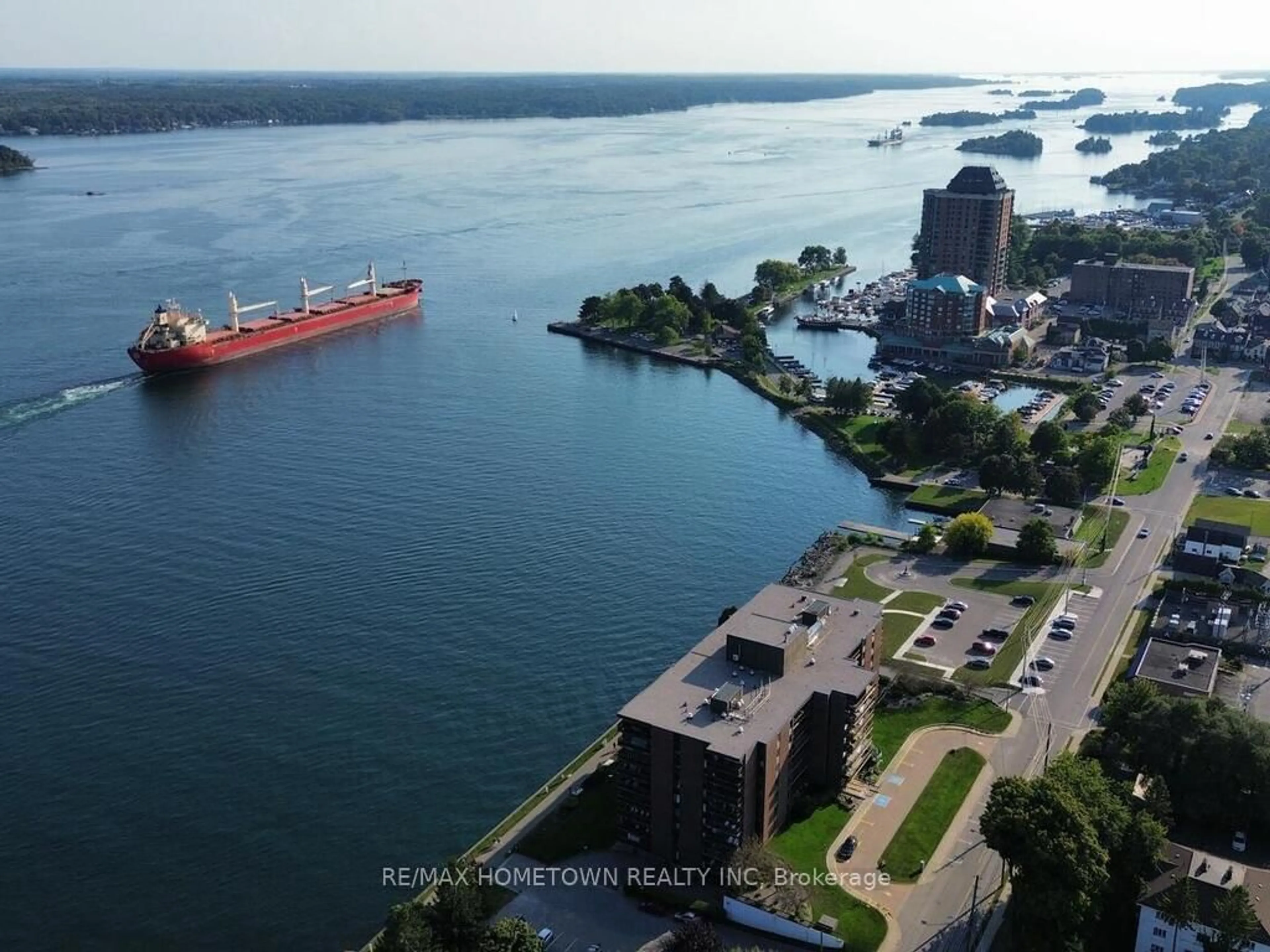 A pic from outside/outdoor area/front of a property/back of a property/a pic from drone, water/lake/river/ocean view for 55 WATER St #103, Brockville Ontario K6V 1A3