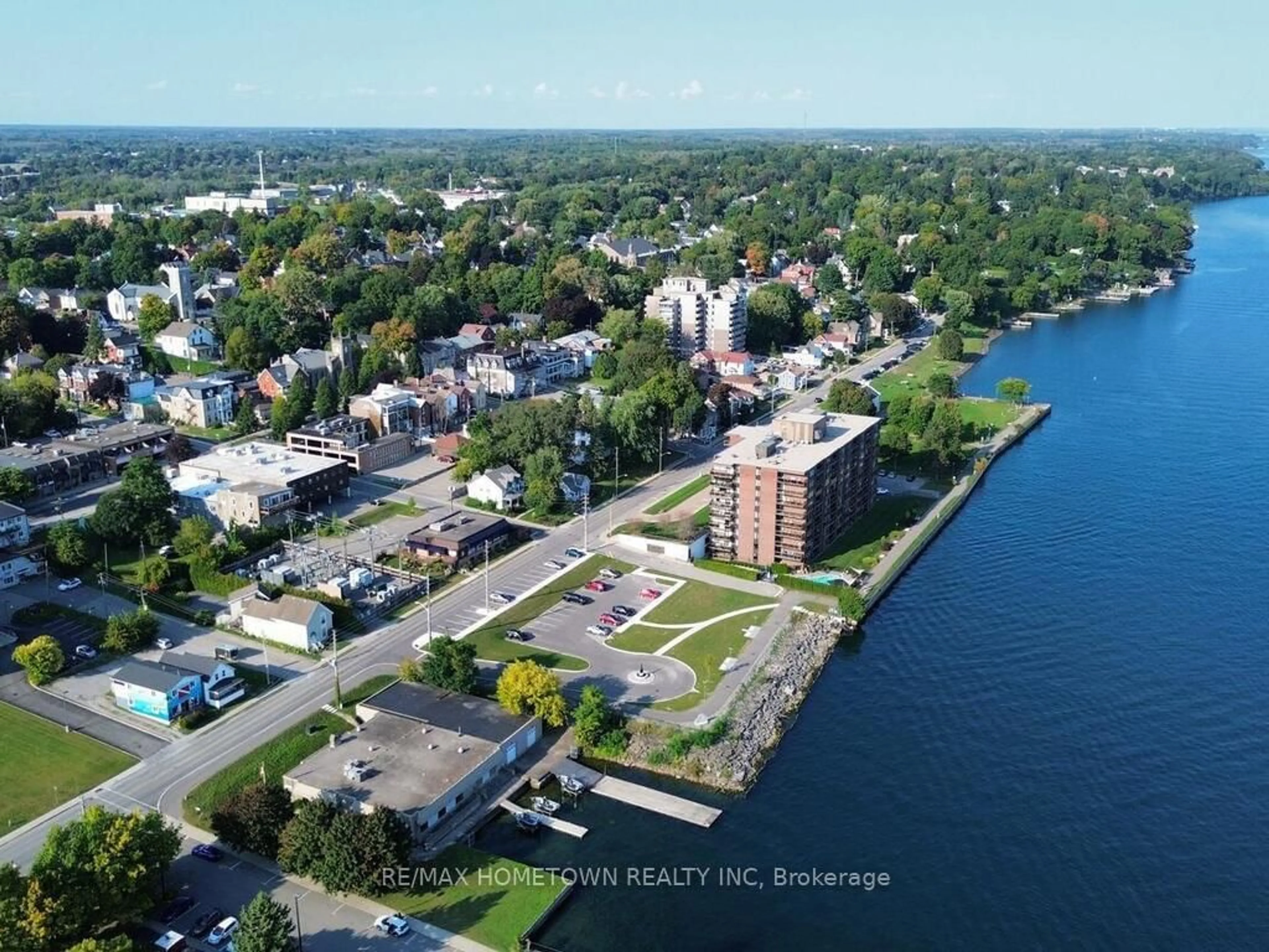 A pic from outside/outdoor area/front of a property/back of a property/a pic from drone, water/lake/river/ocean view for 55 WATER St #103, Brockville Ontario K6V 1A3