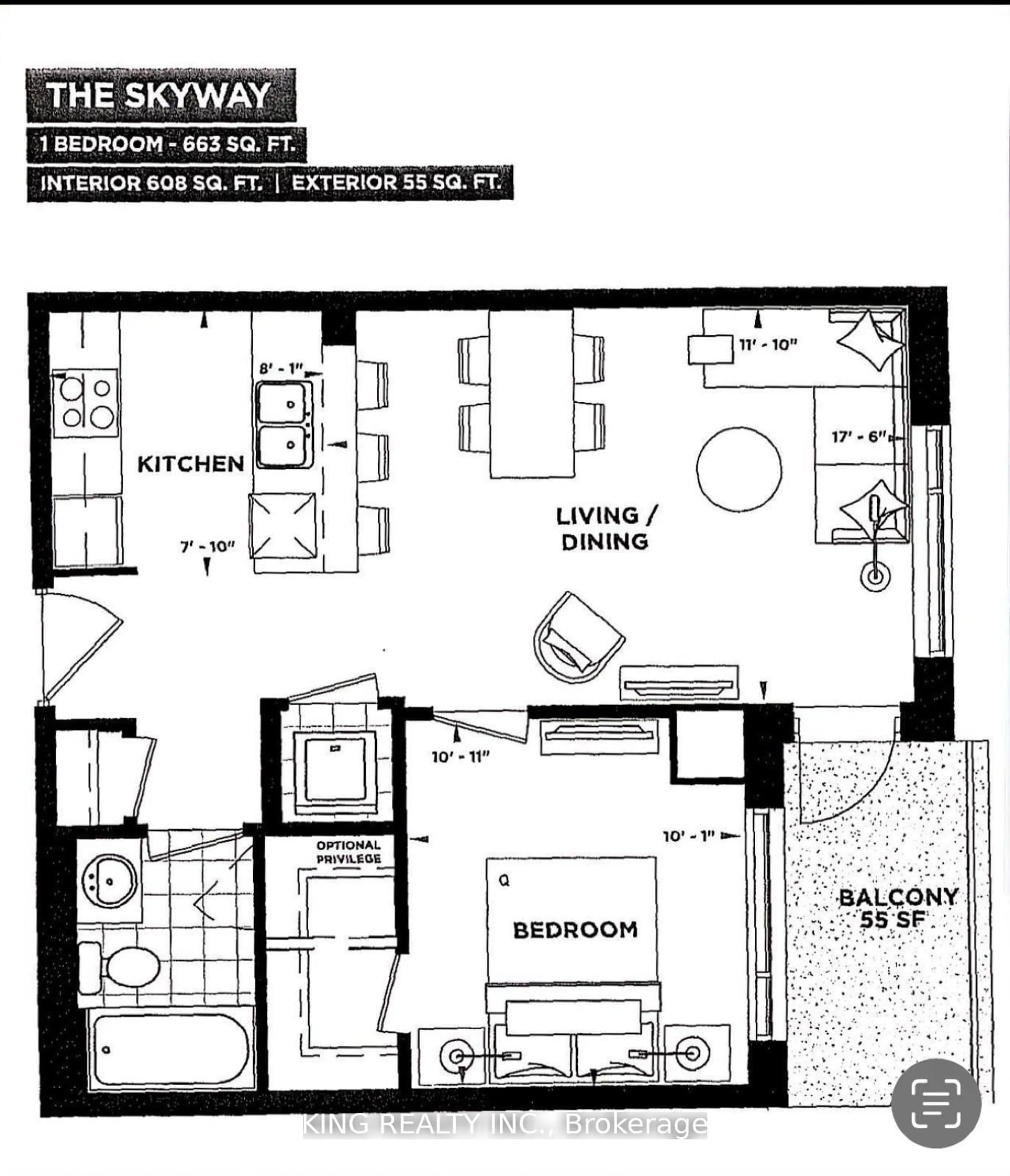 Floor plan for 600 North Service Rd #306, Hamilton Ontario L8E 0L2