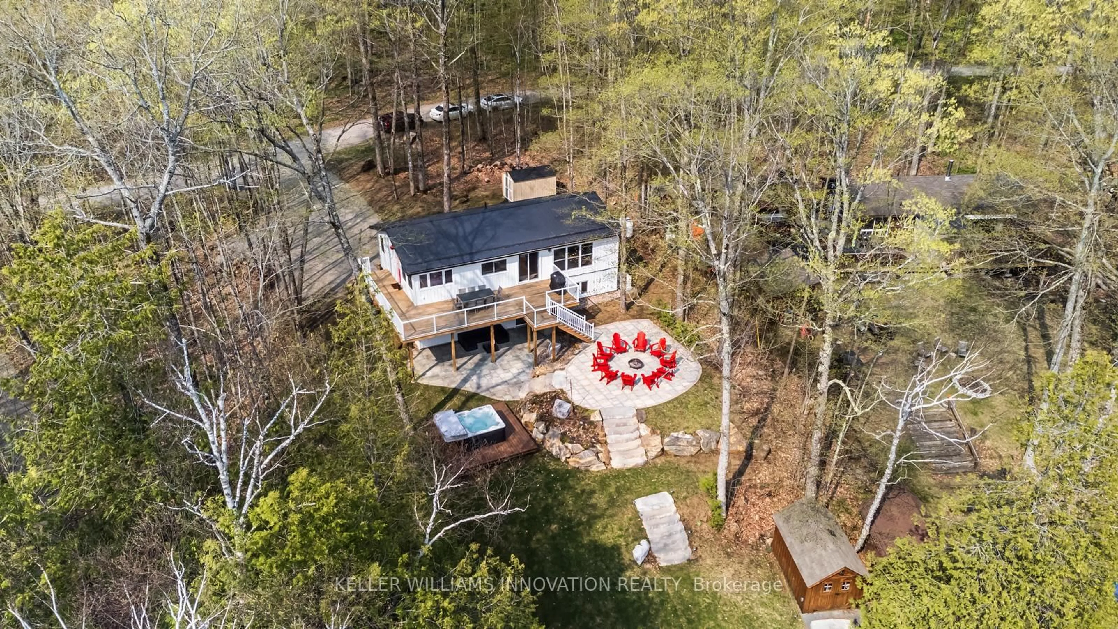 A pic from outside/outdoor area/front of a property/back of a property/a pic from drone, water/lake/river/ocean view for 648 Jennison Rd, Marmora and Lake Ontario K0L 1W0