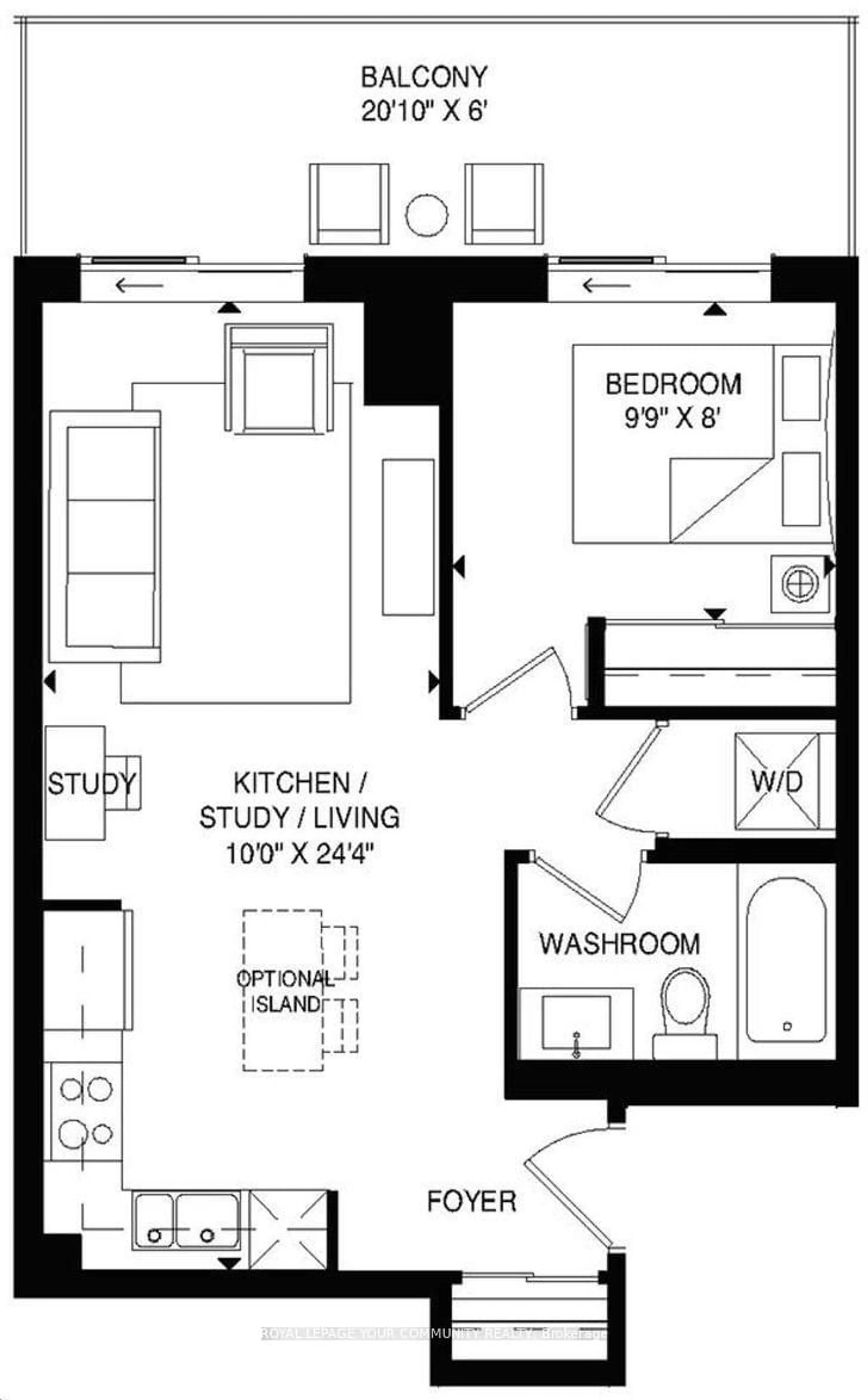 Floor plan for 128 King St #1609, Waterloo Ontario N2J 0E9