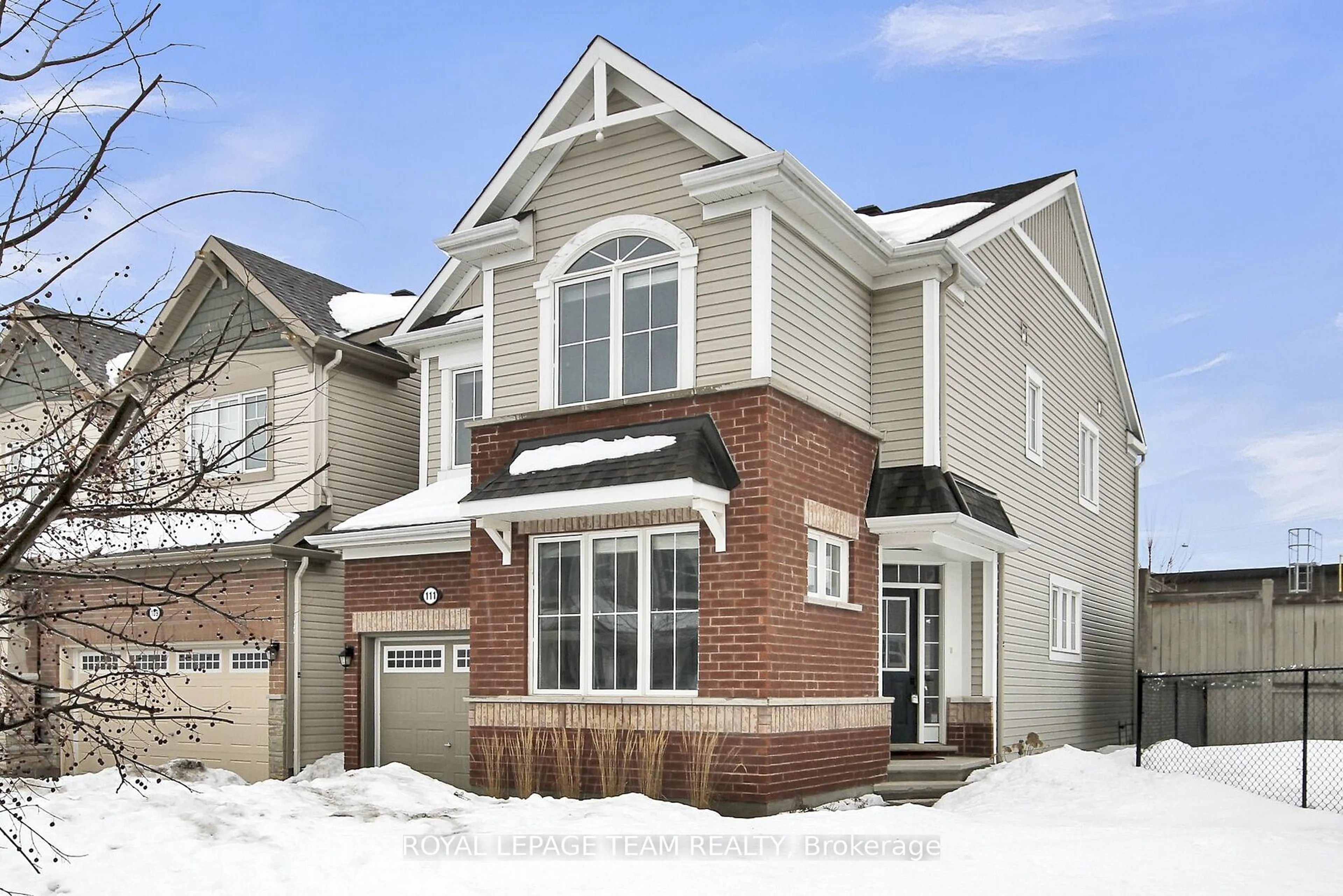 Home with brick exterior material, street for 111 Damselfly Way, Barrhaven Ontario K2J 6C4