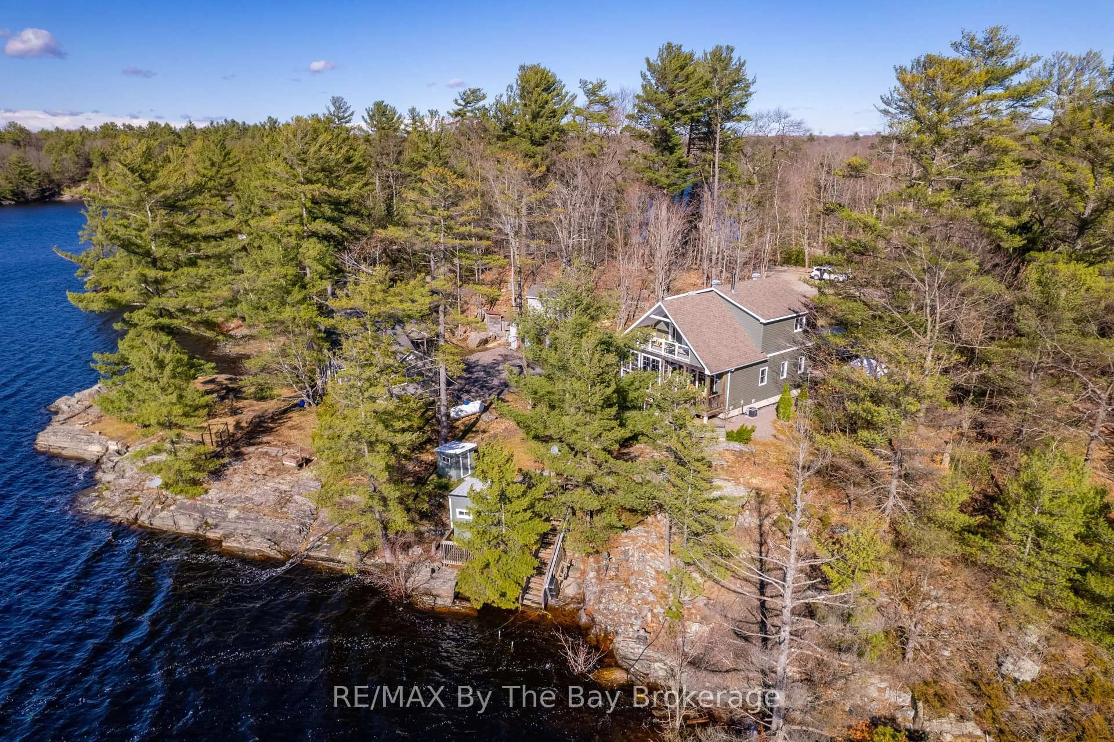 A pic from outside/outdoor area/front of a property/back of a property/a pic from drone, water/lake/river/ocean view for 43B Hansens Rd, Georgian Bay Ontario L0K 1S0