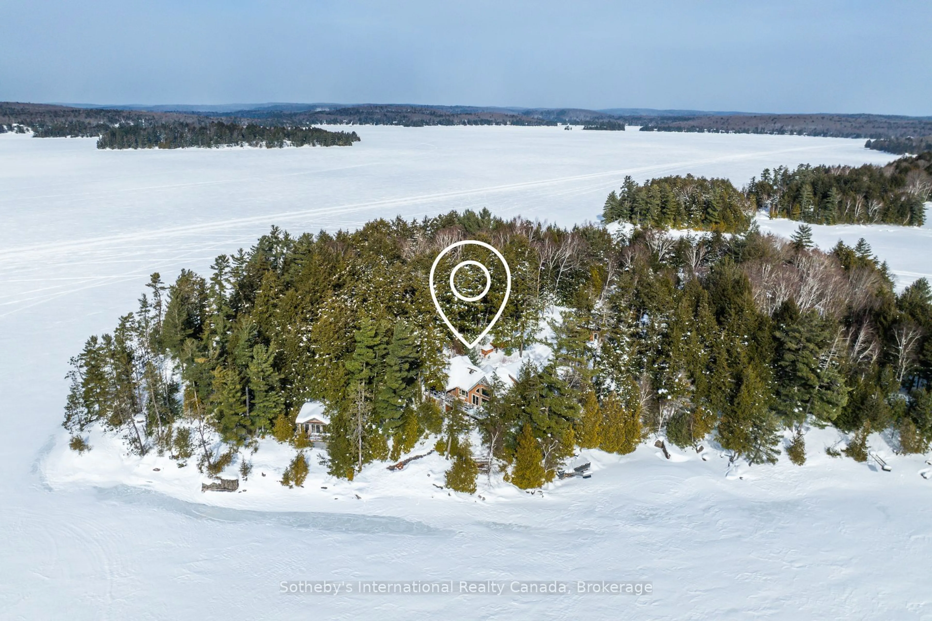 A pic from outside/outdoor area/front of a property/back of a property/a pic from drone, water/lake/river/ocean view for 1075 Elmhurst Lane, Dysart et al Ontario K0M 1S0