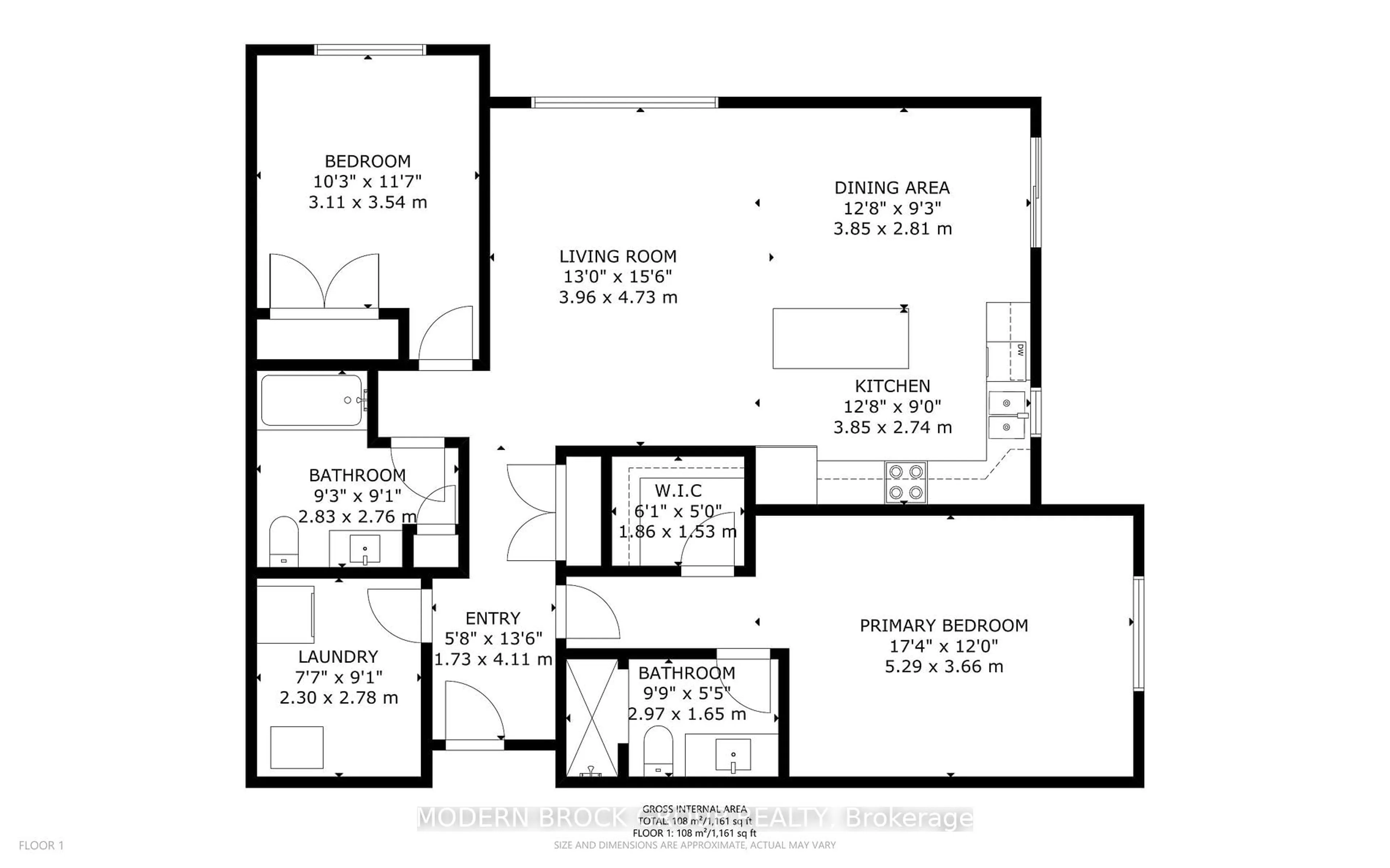 Floor plan for 1109 Millwood Ave #103, Brockville Ontario K6V 0C7