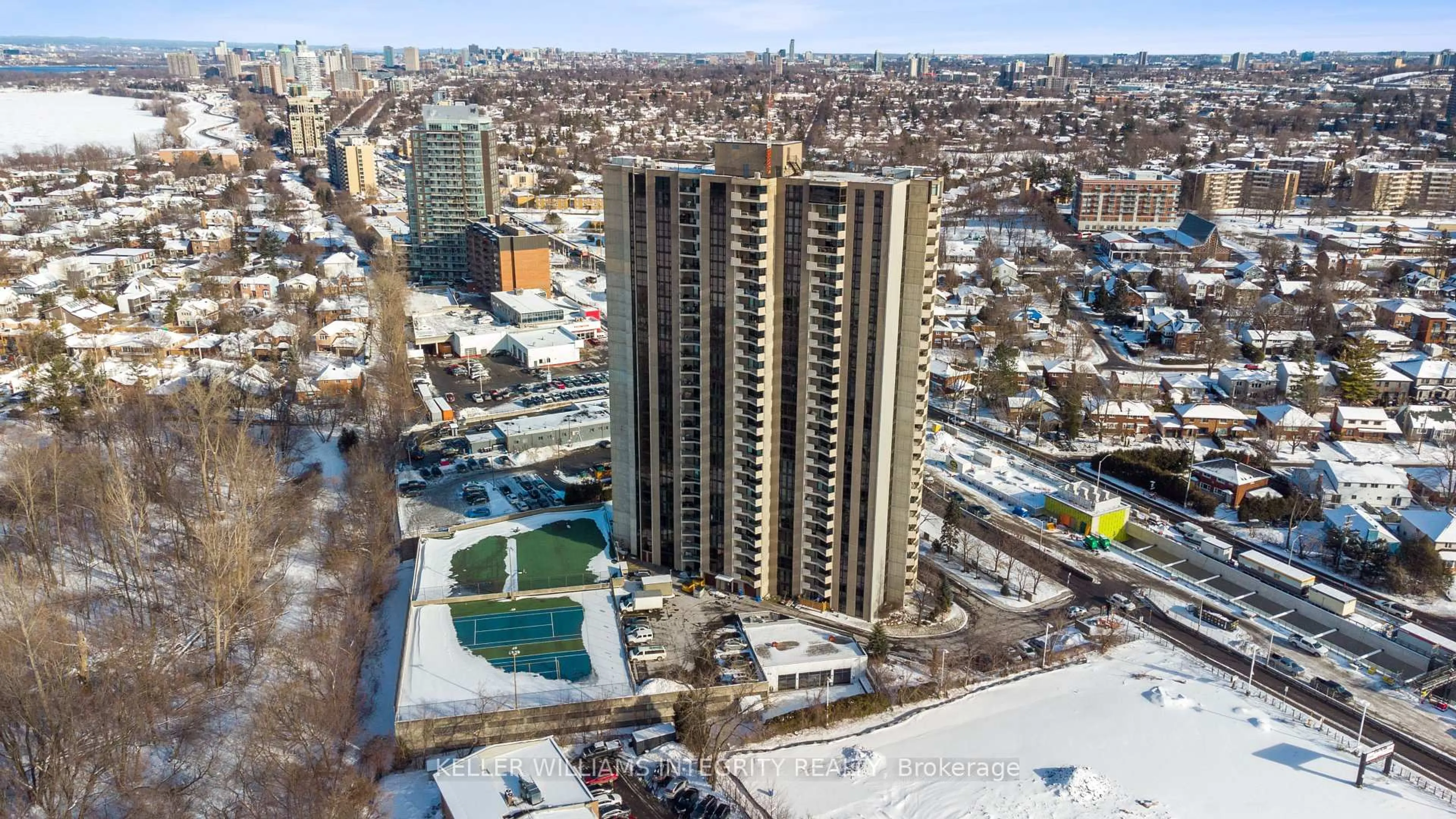 A pic from outside/outdoor area/front of a property/back of a property/a pic from drone, city buildings view from balcony for 1025 Richmond Rd #304, Ottawa Ontario K2B 8G8