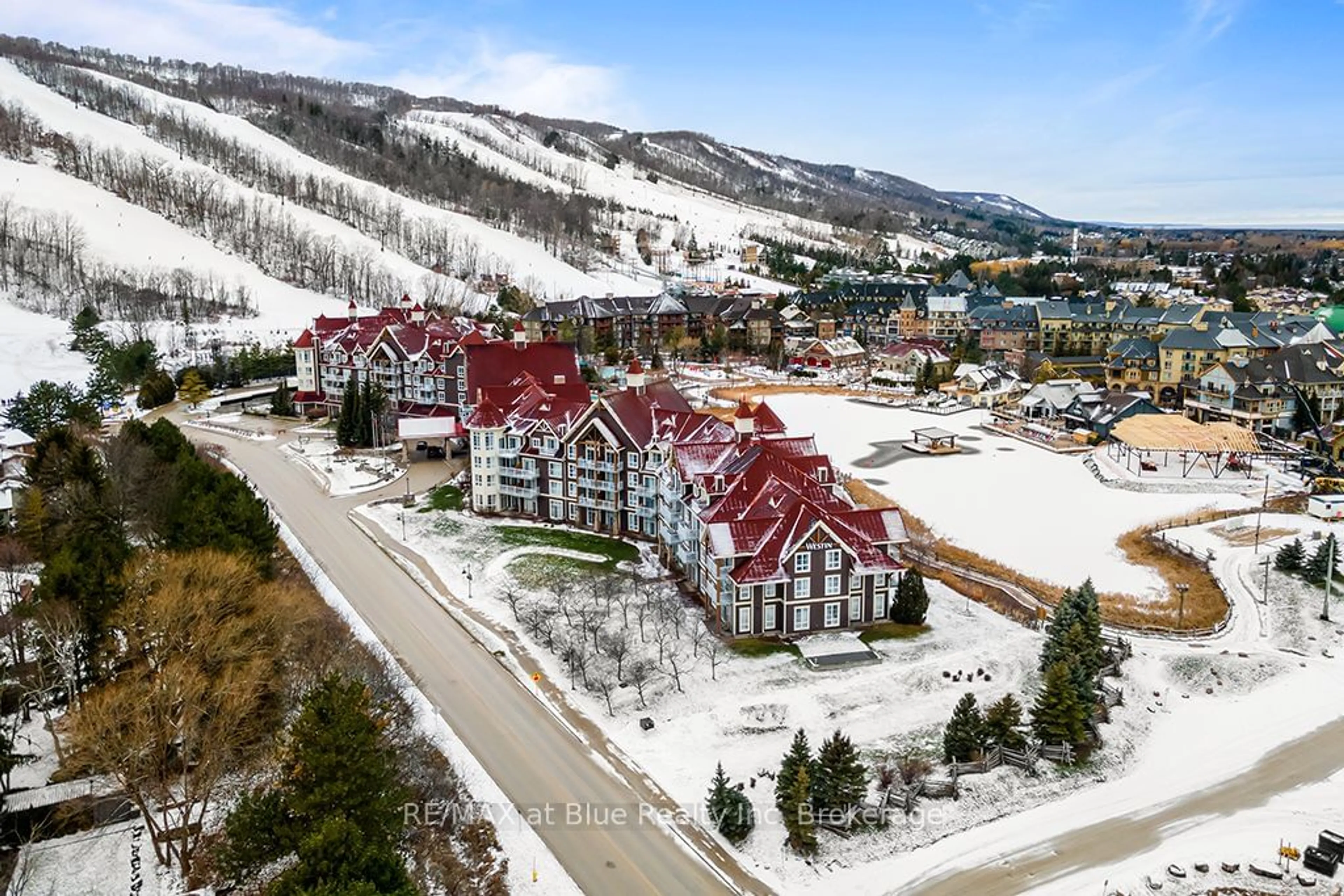 A pic from outside/outdoor area/front of a property/back of a property/a pic from drone, mountain view for 220 Gord Canning Dr #449, Blue Mountains Ontario L9Y 0V2