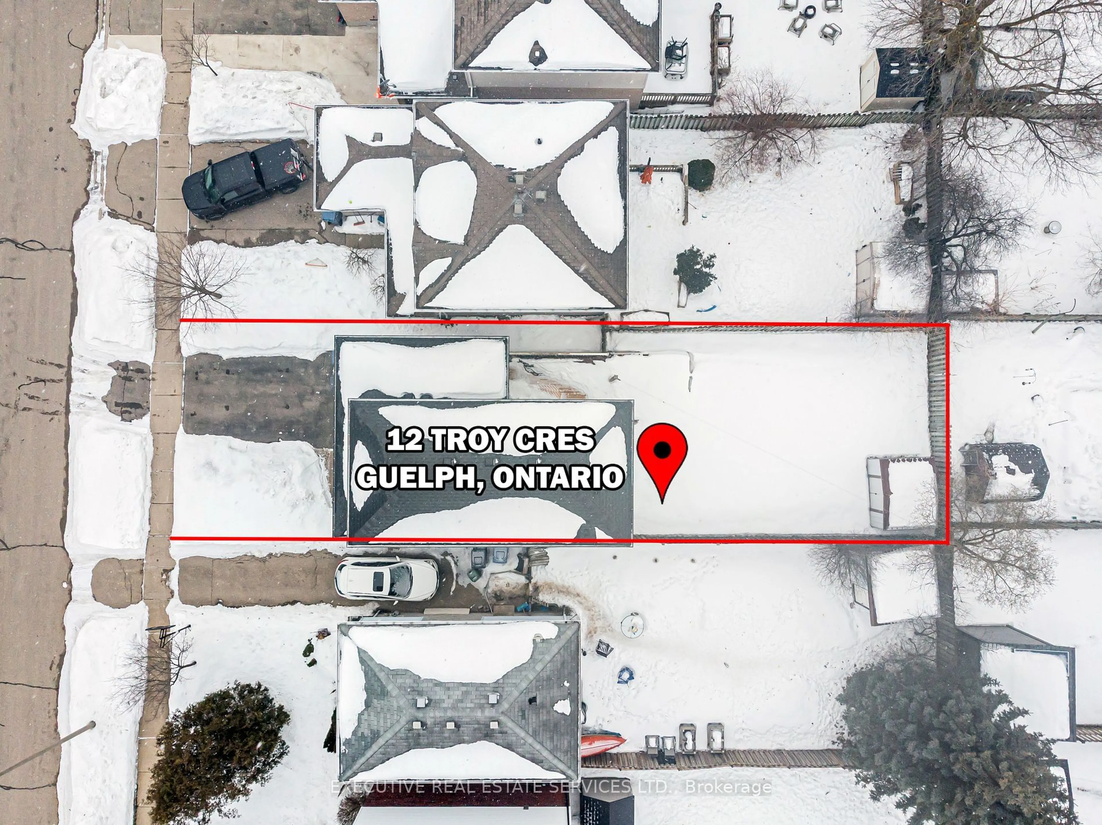 A pic from outside/outdoor area/front of a property/back of a property/a pic from drone, street for 12 Troy Cres, Guelph Ontario N1E 6W7