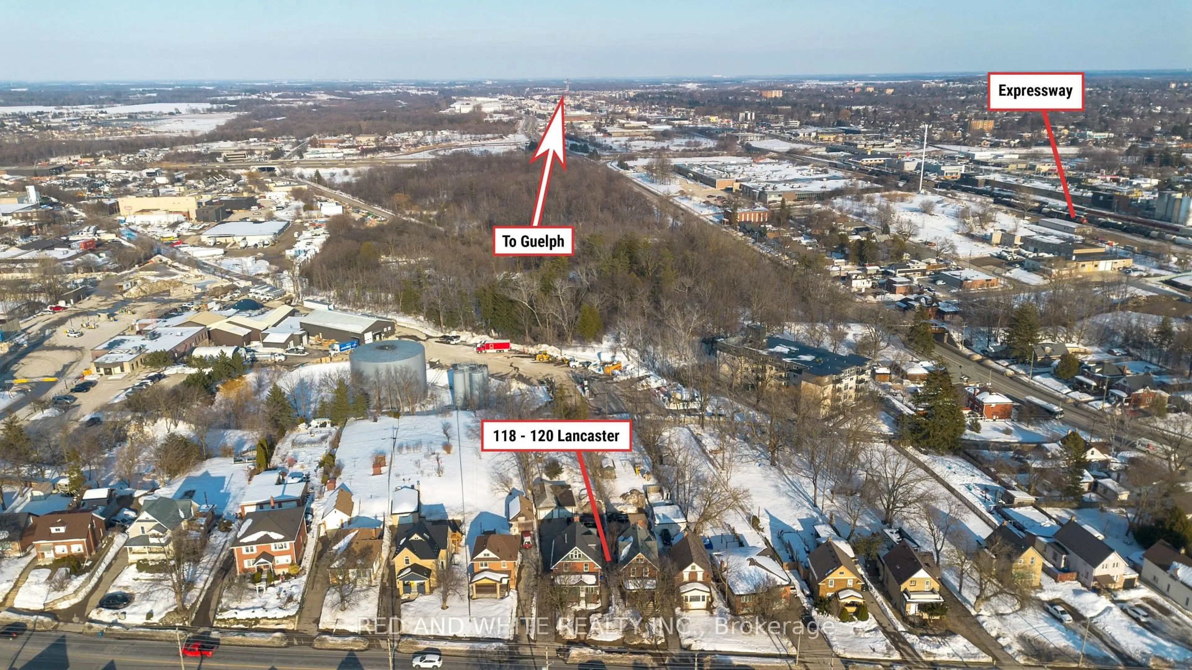 A pic from outside/outdoor area/front of a property/back of a property/a pic from drone, unknown for 118 Lancaster St, Kitchener Ontario N2H 4T6