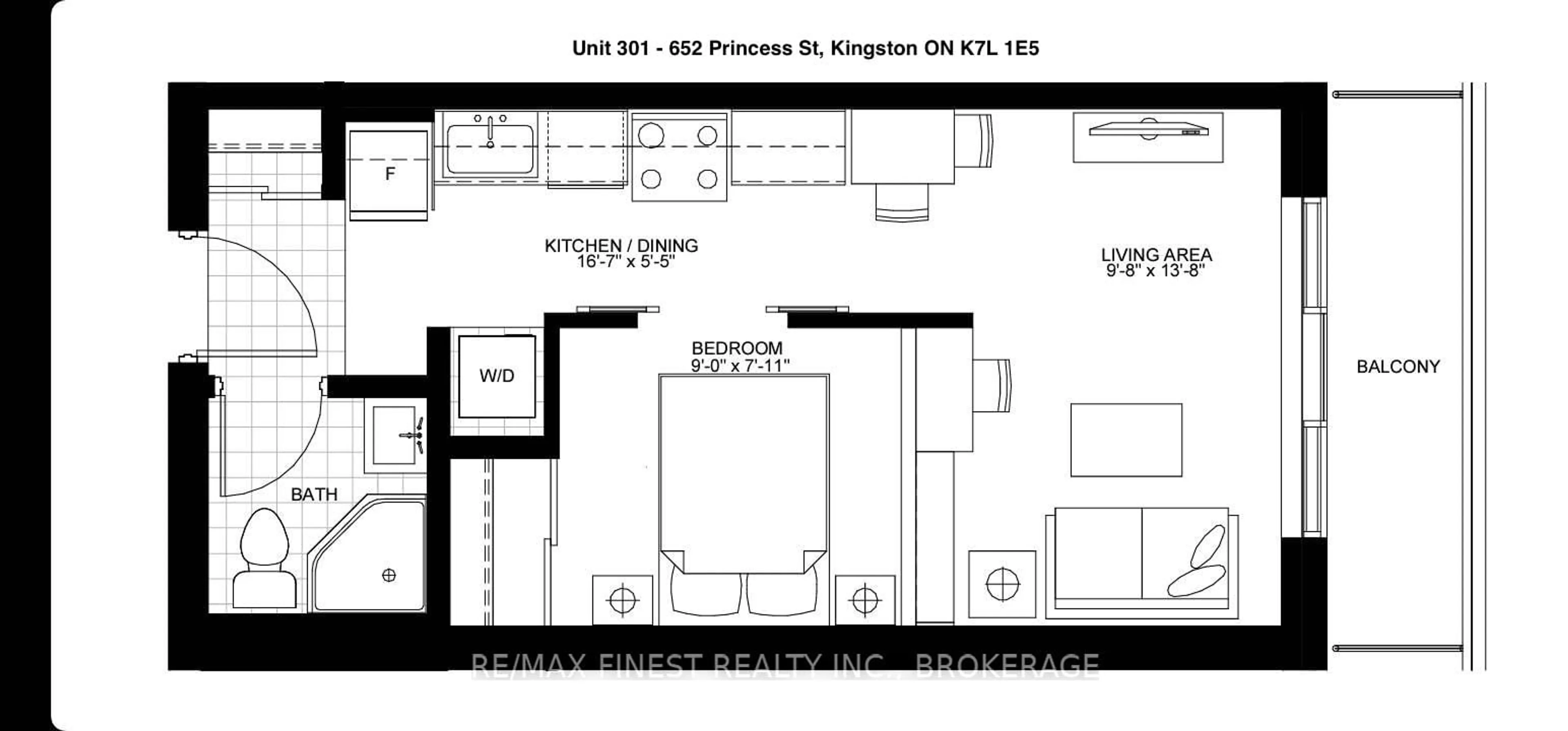 Floor plan for 652 Princess St #301, Kingston Ontario K7L 3Z9