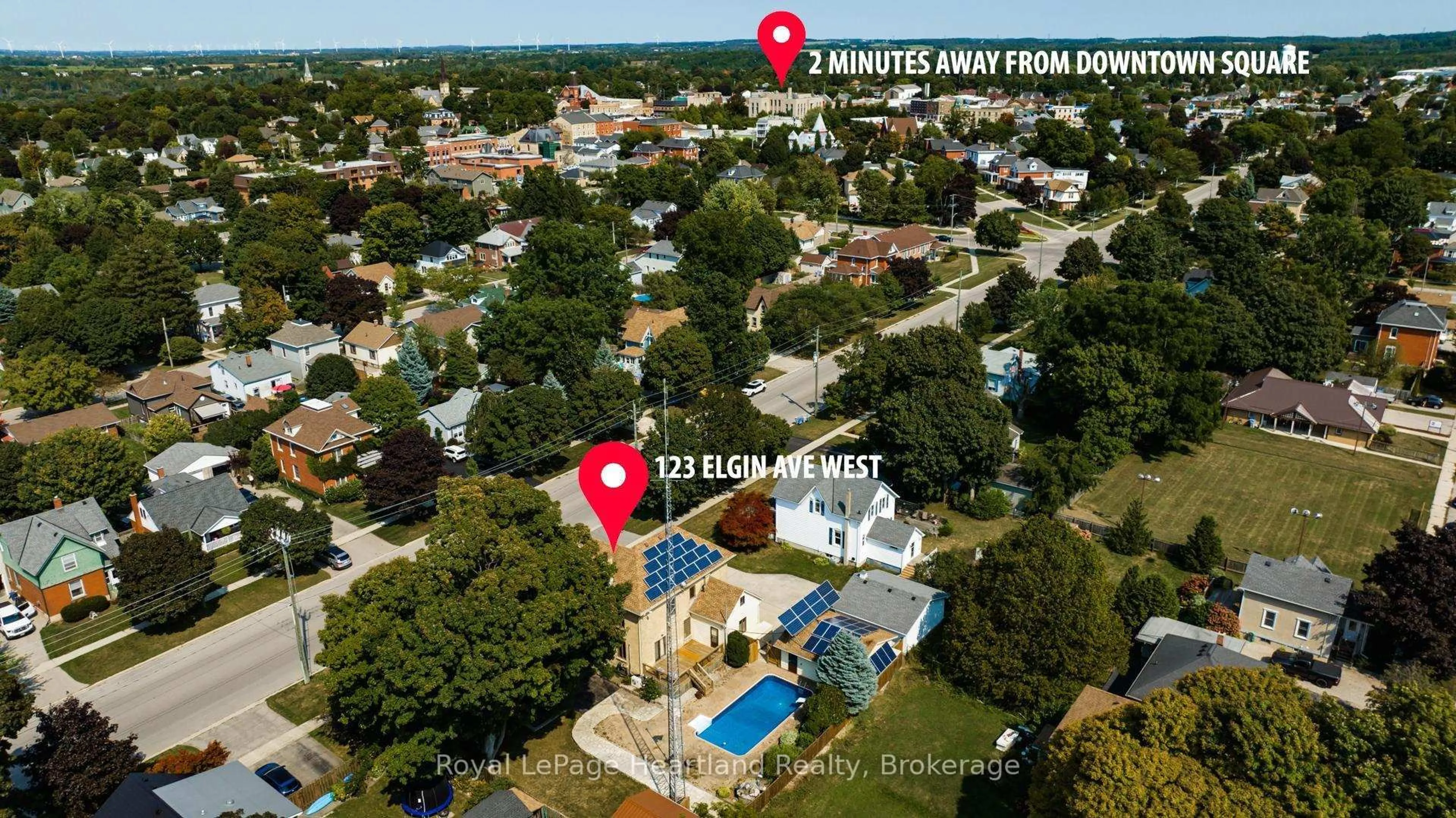 A pic from outside/outdoor area/front of a property/back of a property/a pic from drone, street for 123 ELGIN Ave, Goderich Ontario N7A 2E4