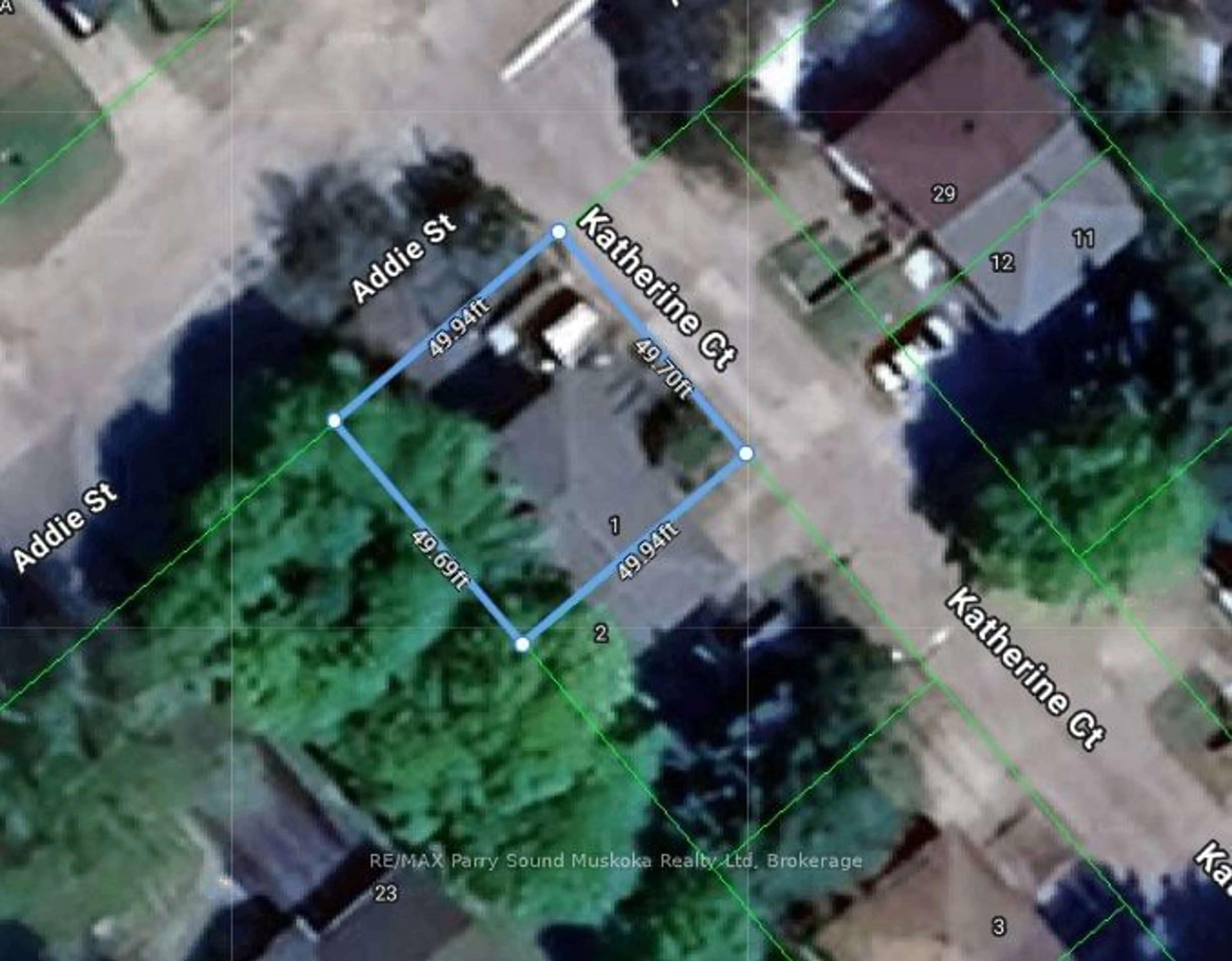 A pic from outside/outdoor area/front of a property/back of a property/a pic from drone, street for 1 KATHERINE Crt, Parry Sound Ontario P2A 2Y8