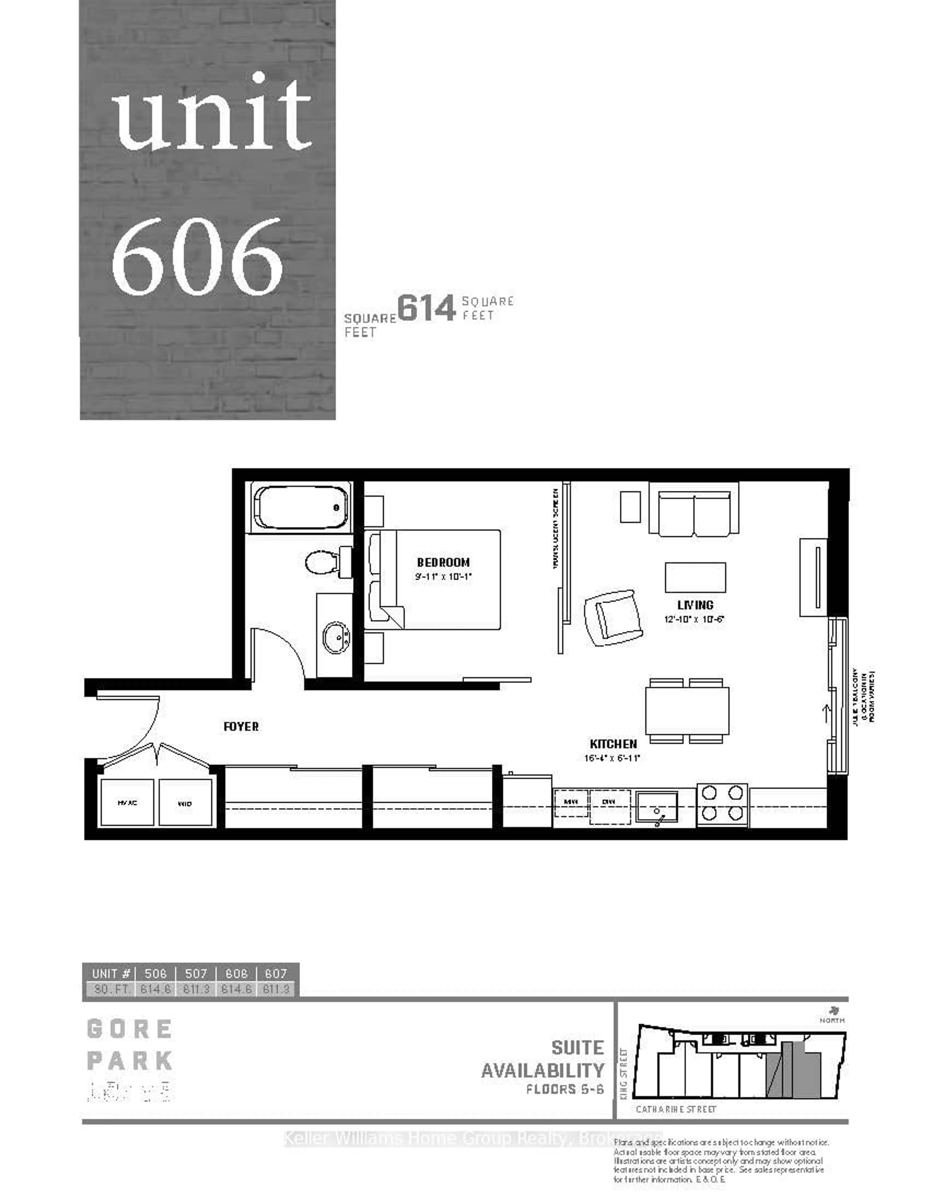 Floor plan for 121 King St #606, Hamilton Ontario L8N 1A9